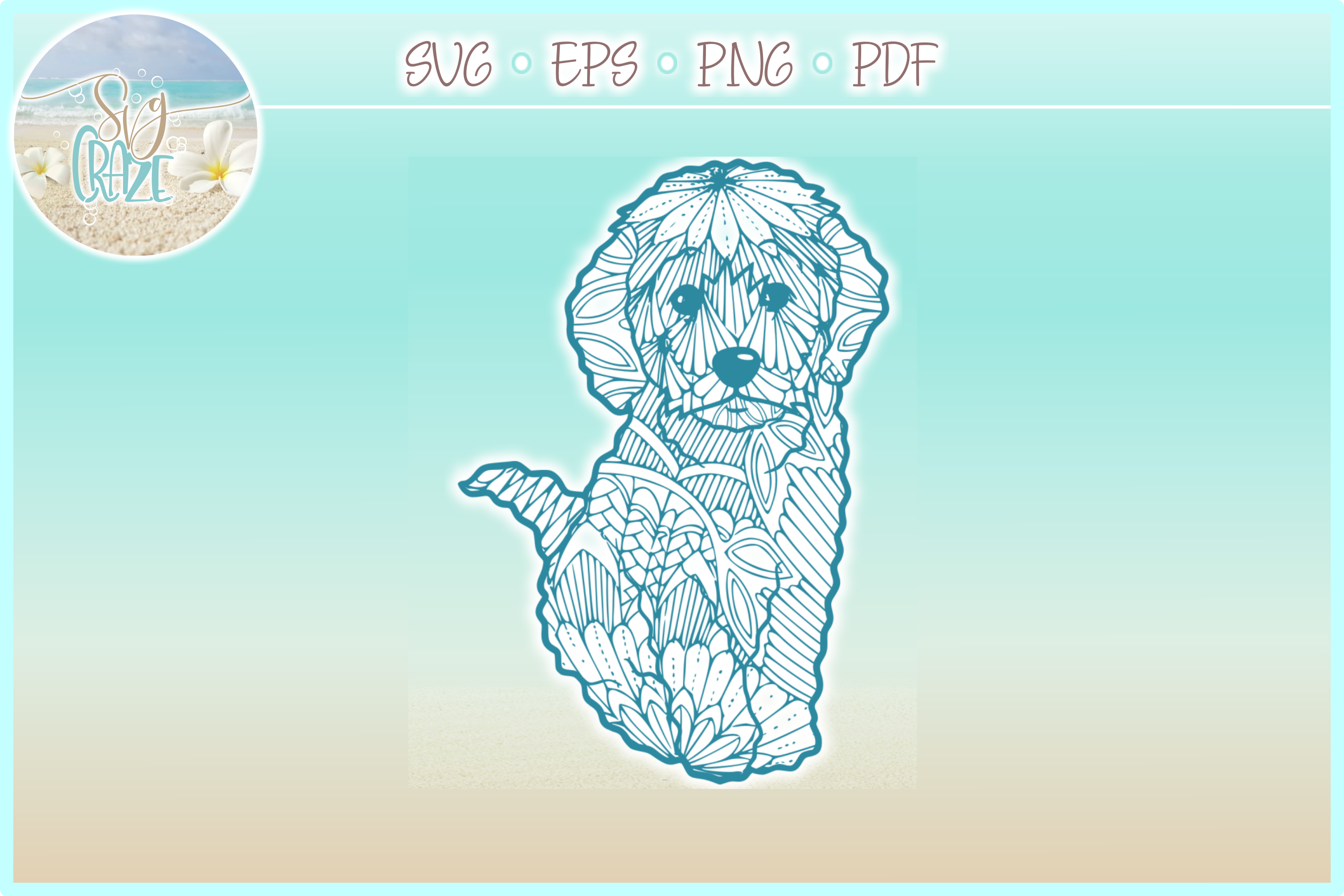 Cockapoo Mandala Zentangle SVG Eps Png PDF files for Cricut