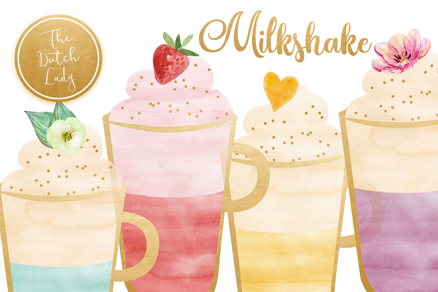 Watercolor Milkshake Sorbet Clipart