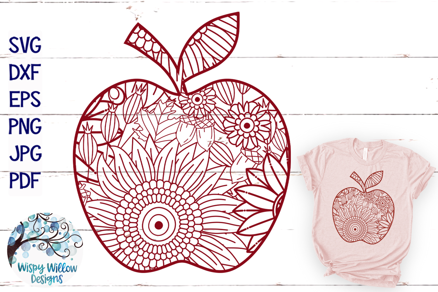 Download Fall Apple Zentangle SVG|Thanksgiving SVG | Fall SVG Cut Fil