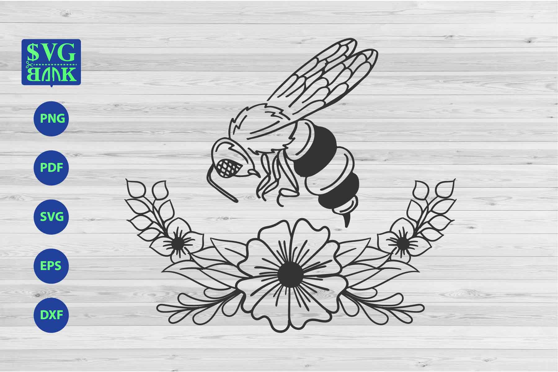 Download Bee Svg file, bumblebee svg, honeybee with laurel floral