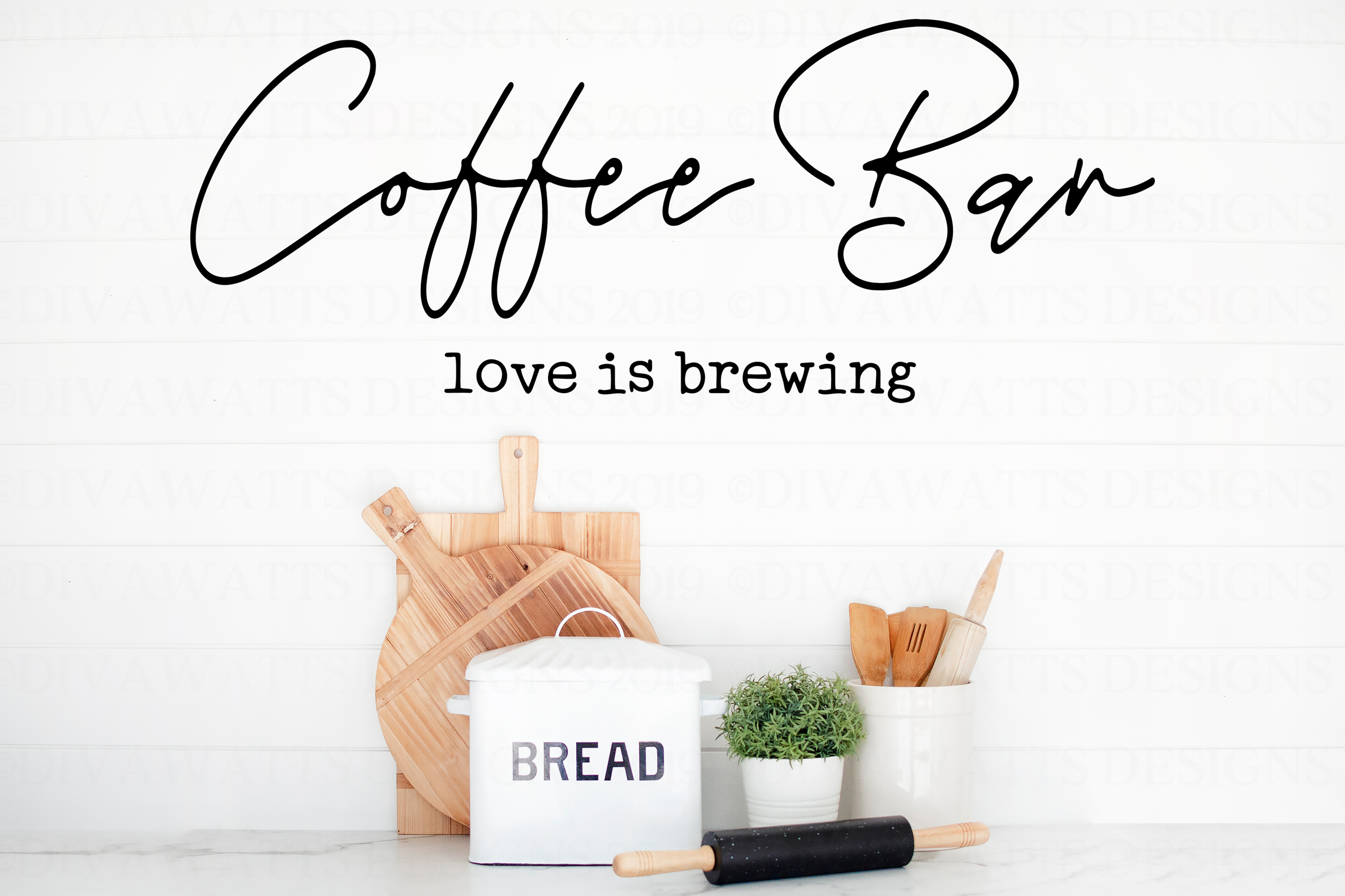 Coffee Bar Love Is Brewing - Kitchen Farmhouse Sign SVG