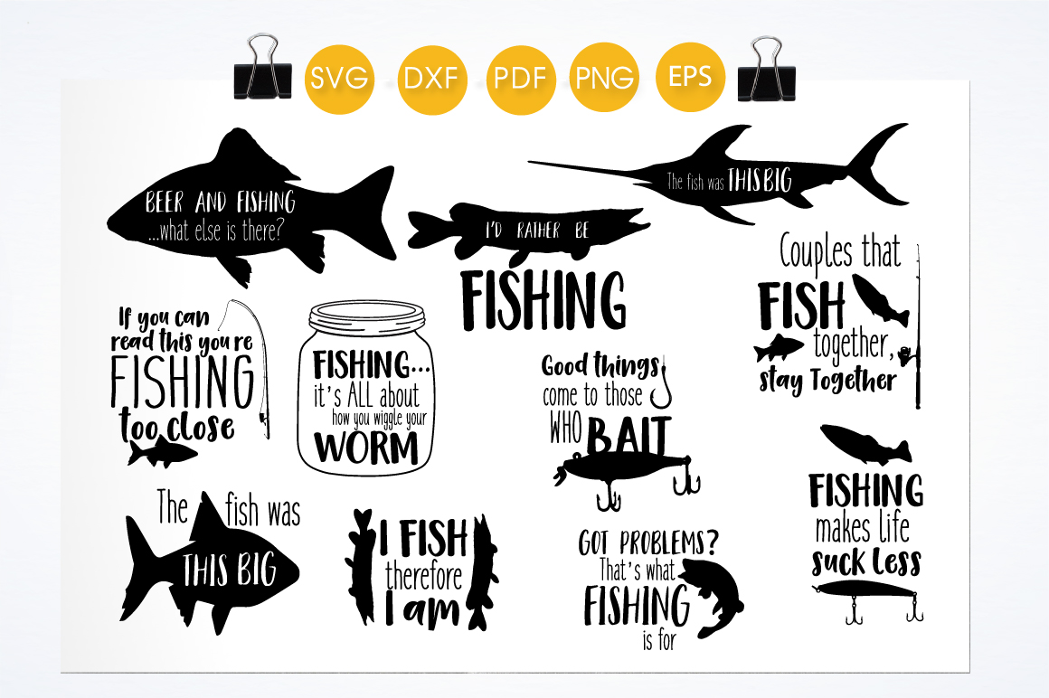 Download Fishing svg bundle cutting files svg, dxf, pdf, eps, png (441374) | SVGs | Design Bundles