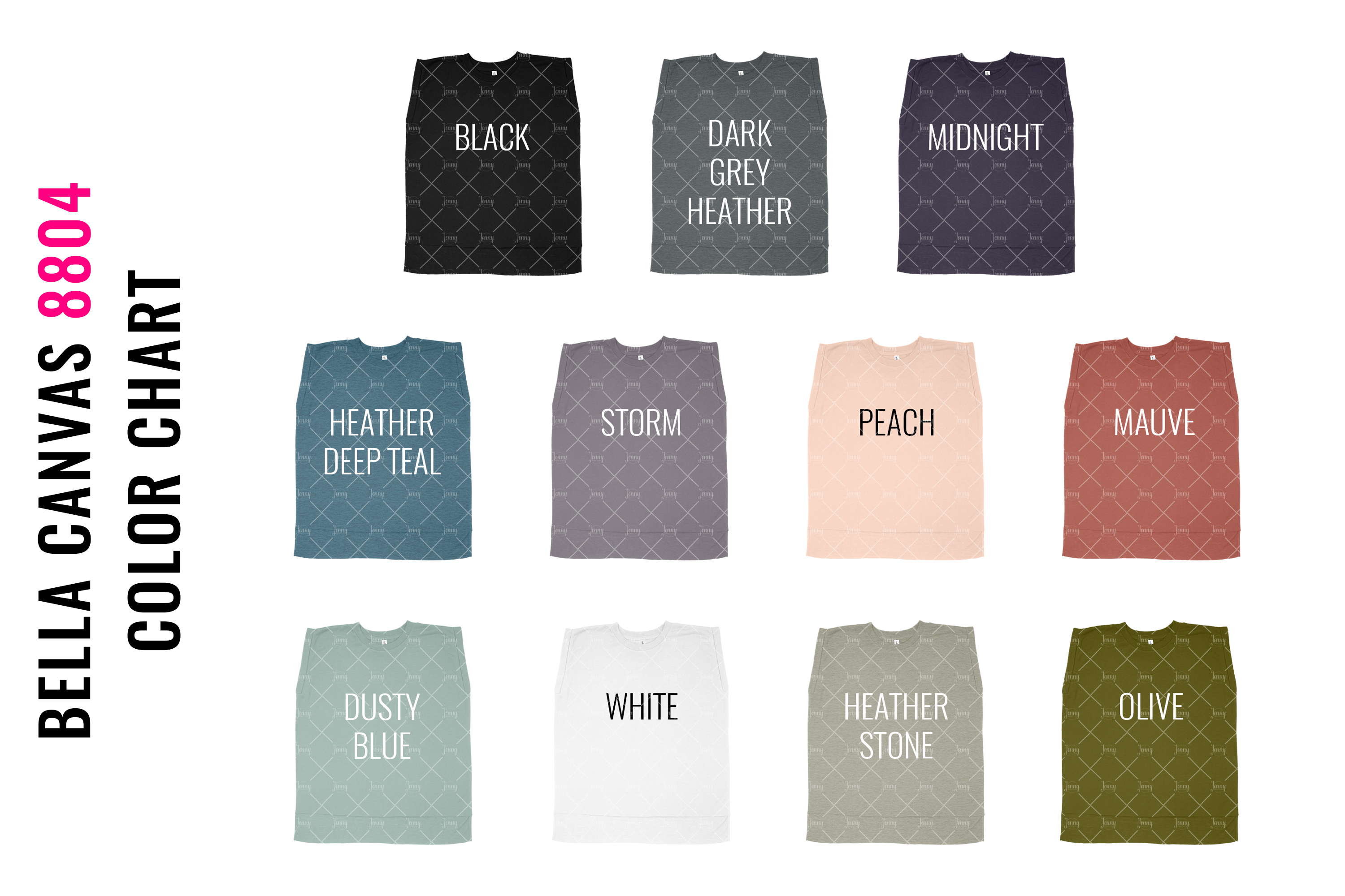 Download Bella Canvas 8804 Muscle Tank Top Mockup Color Chart ...