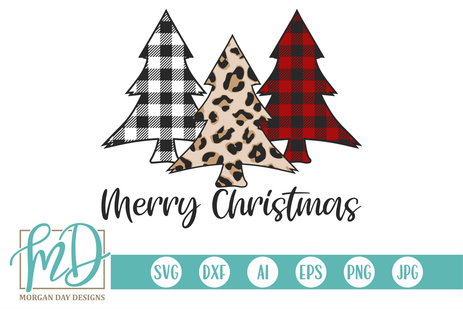 Merry Christmas - Leopard - Buffalo Plaid Christmas Tree SVG for Silhouette...