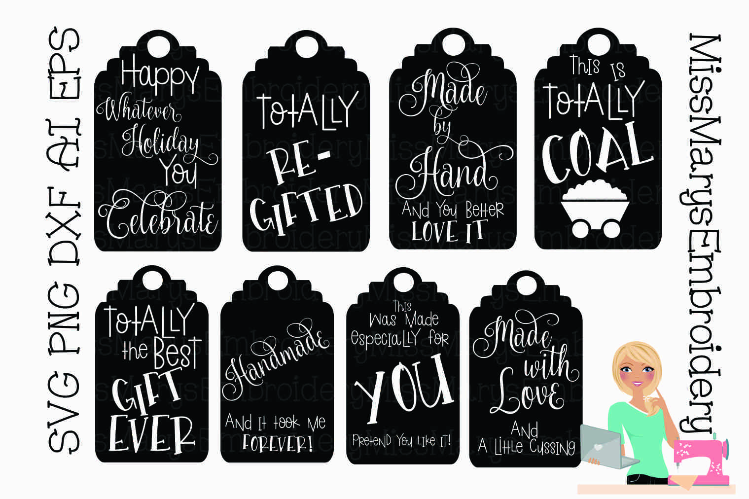 Snarky Christmas Gift Tags SVG Cutting File PNG DXF EPS AI ...