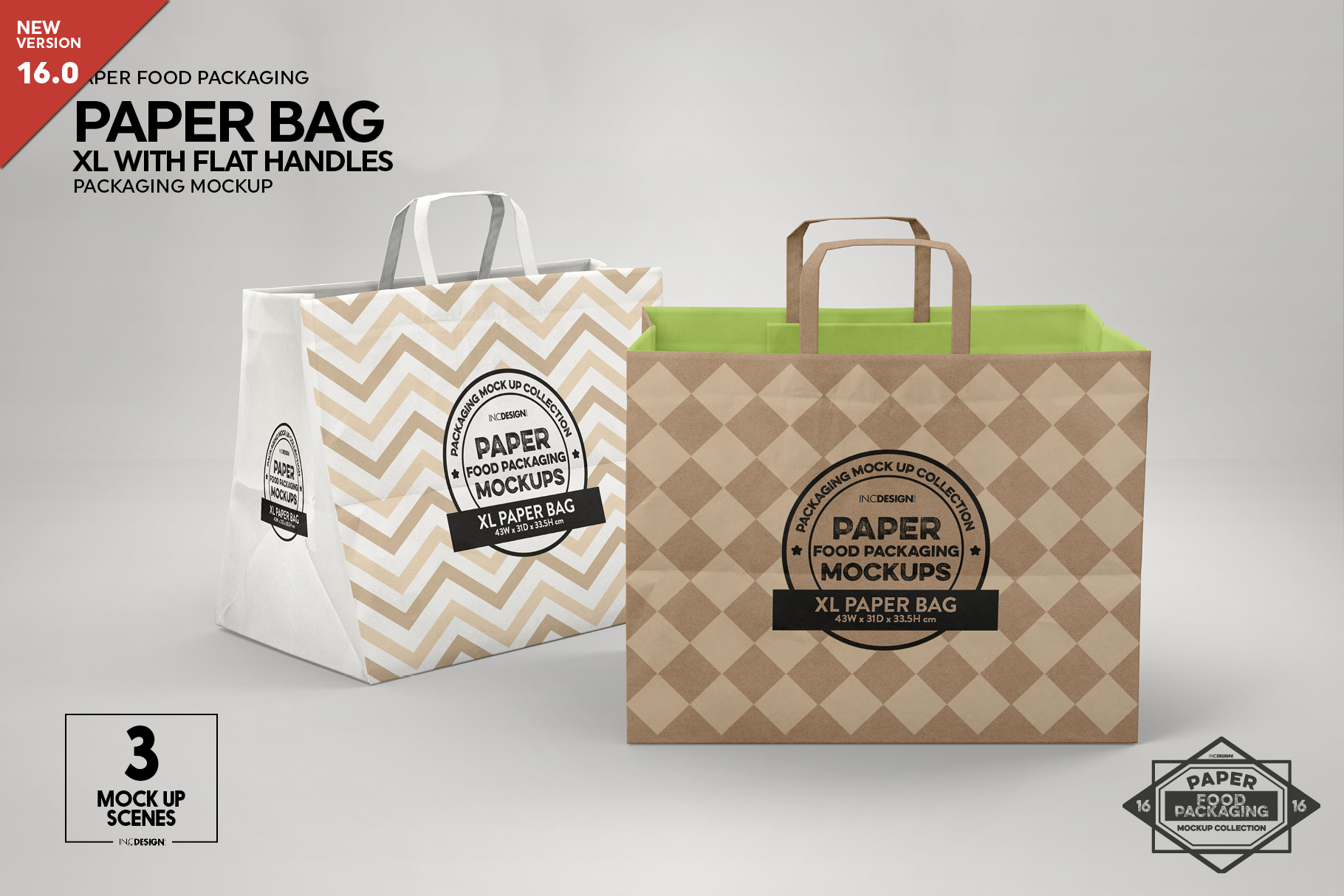 Download XL Paper Bag with Flat Handles Packaging Mockup (284096 ...