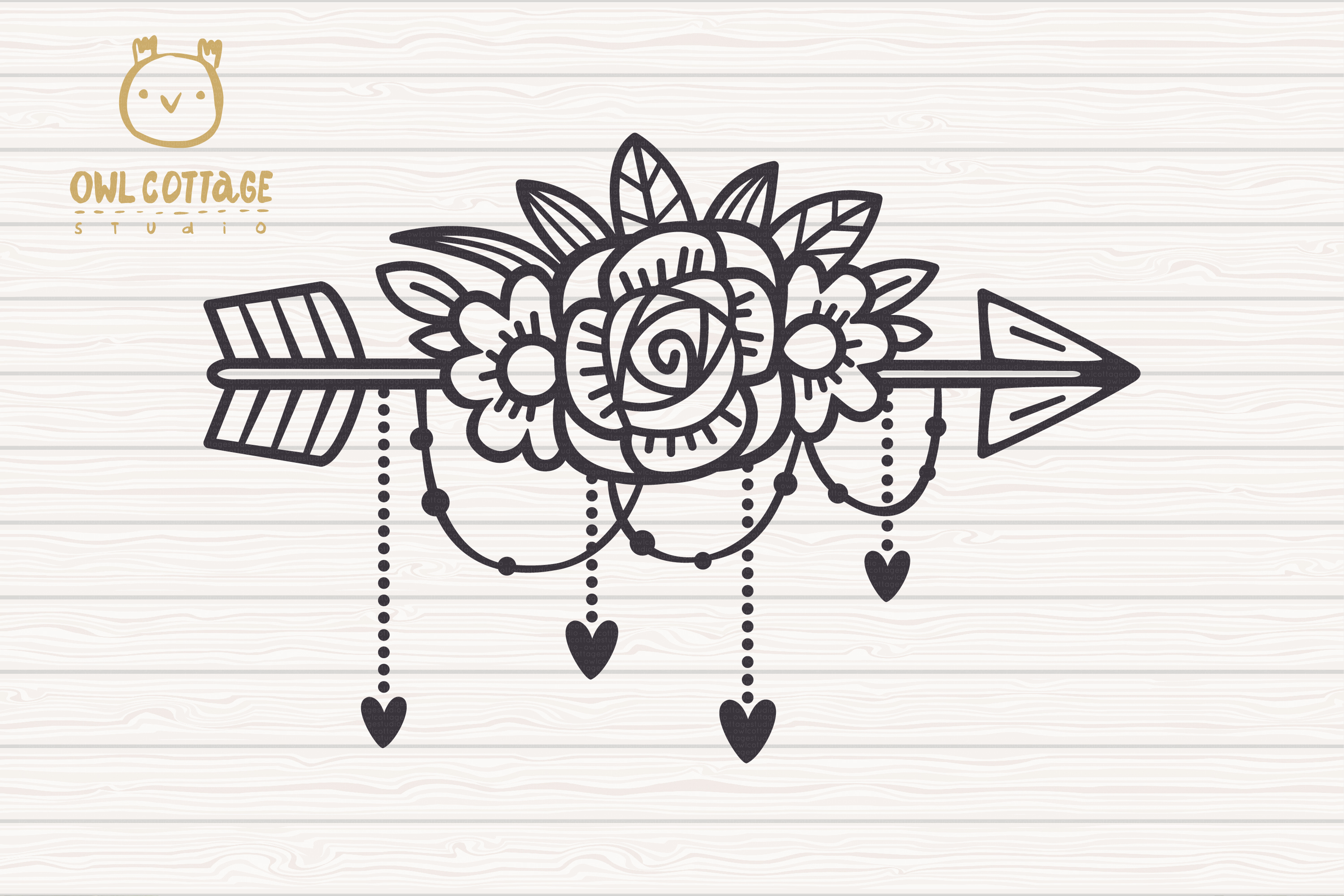 Valentine Arrow svg , Arrow with floral decor Svg, Valentine