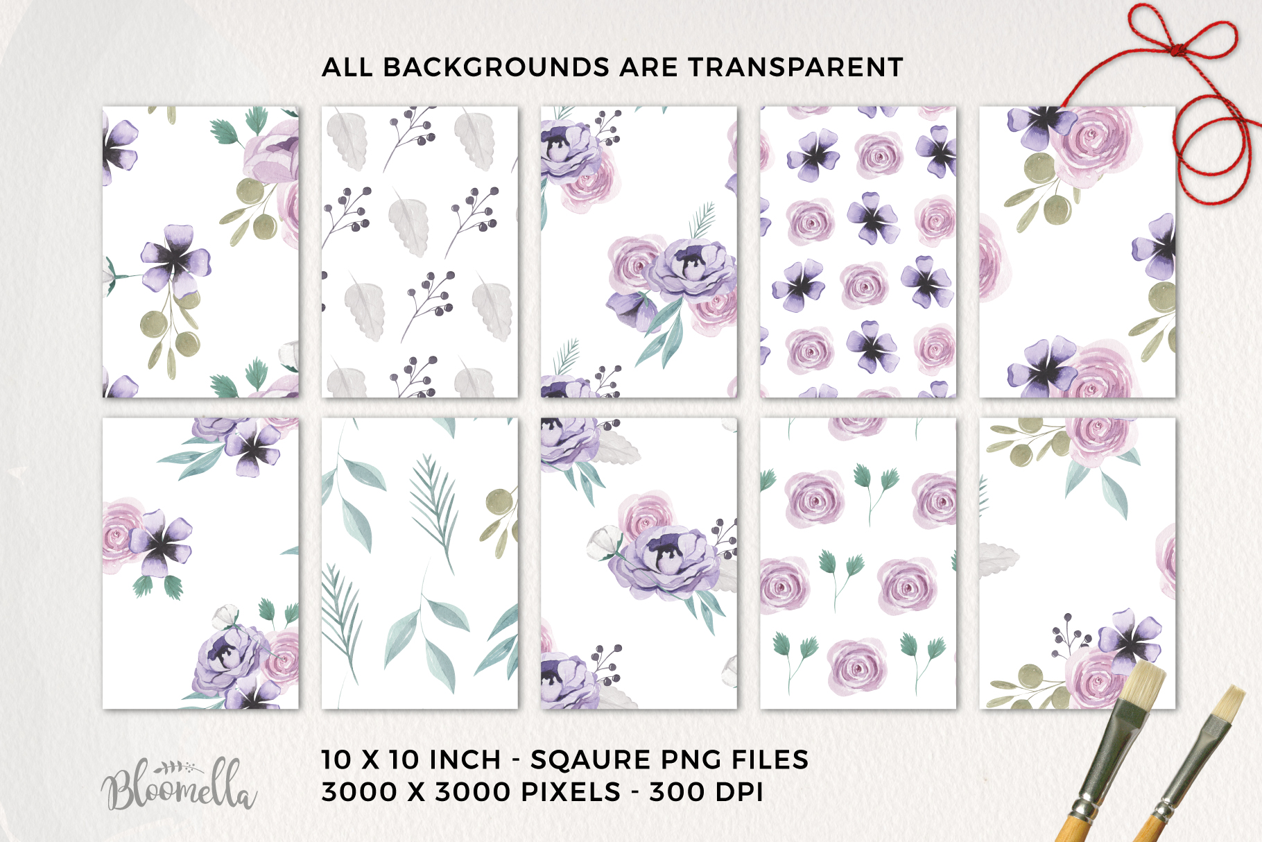 Lilacs Flowers Florals 10 Seamless Patterns Digital Papers