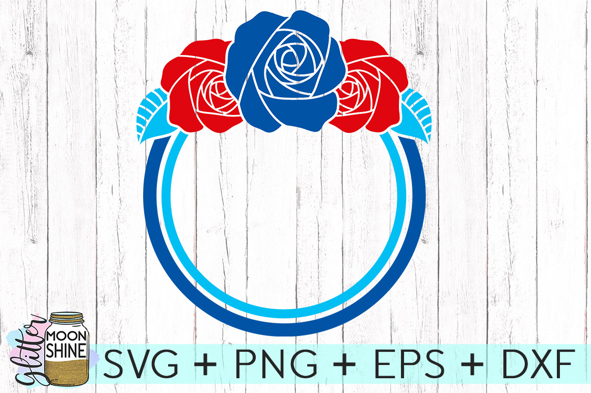 Americana Rose Monogram Frame SVG DXF PNG EPS Cutting Files