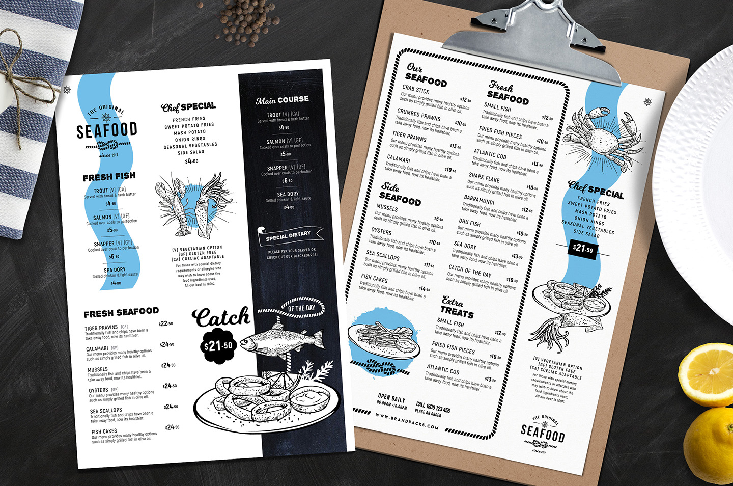 Download A4 Seafood Menu Templates (260964) | Brochures | Design ...