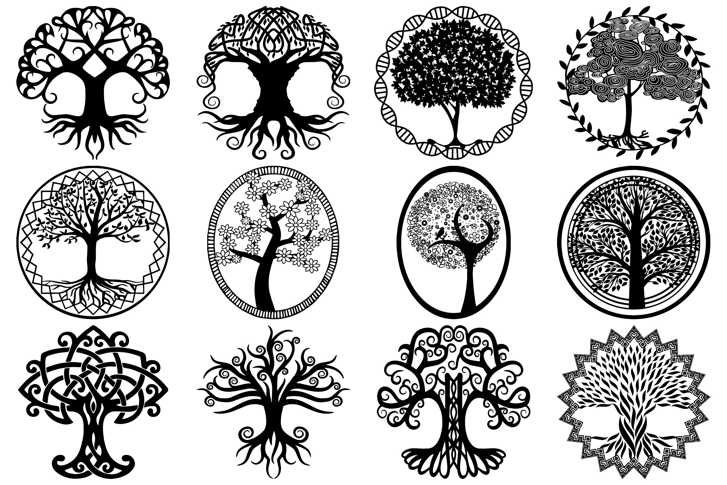 Tree of Life Silhouettes AI EPS Vector & PNG (154061
