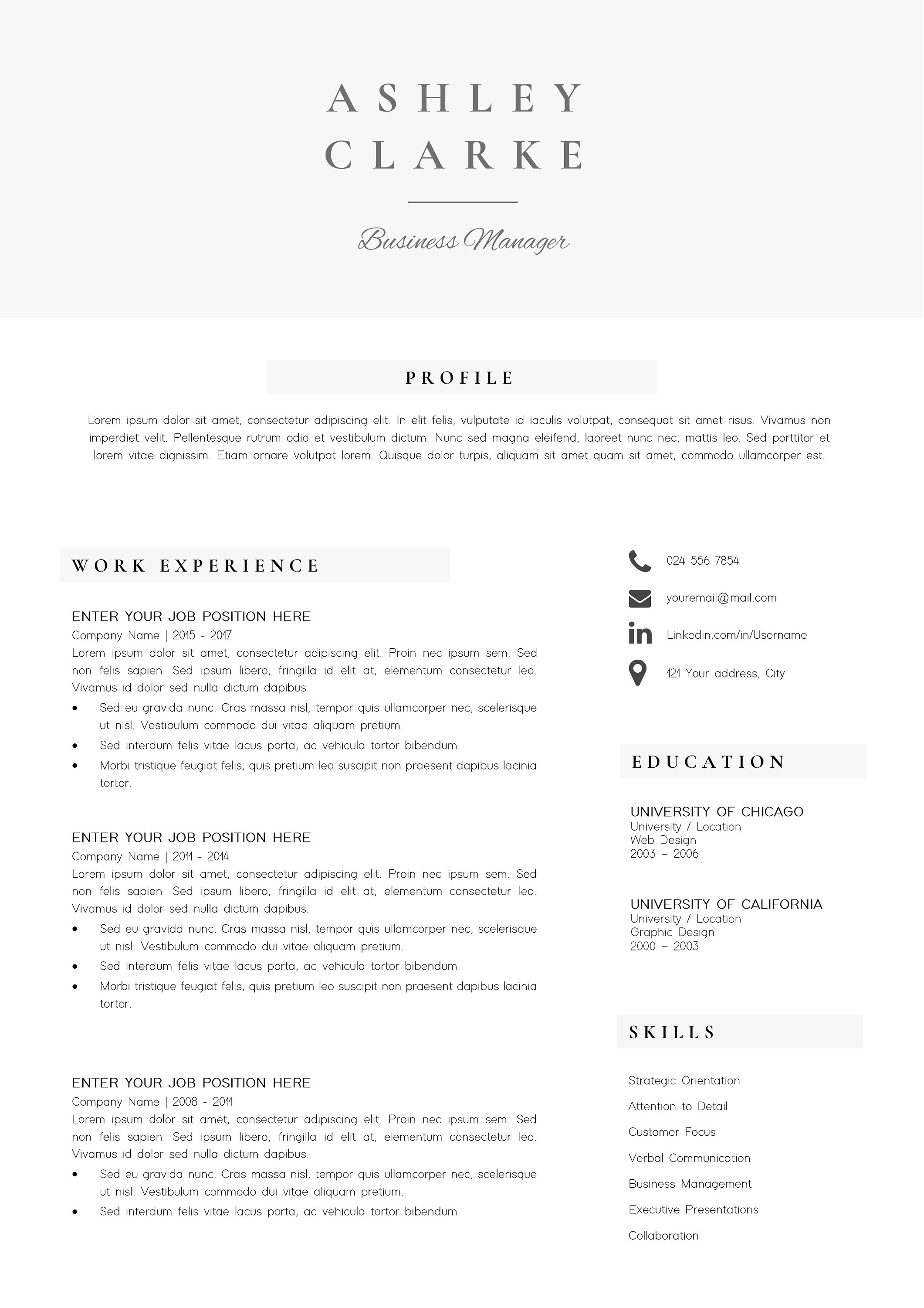 Resume Template | CV Cover Letter - Ashley Clarke (187214) | Resume ...