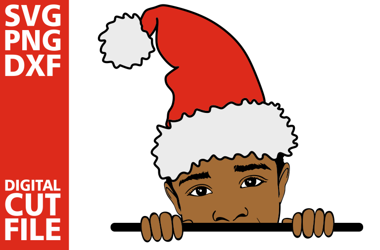 Download Peeking black boy svg, santa claus hat, peek a boo vector