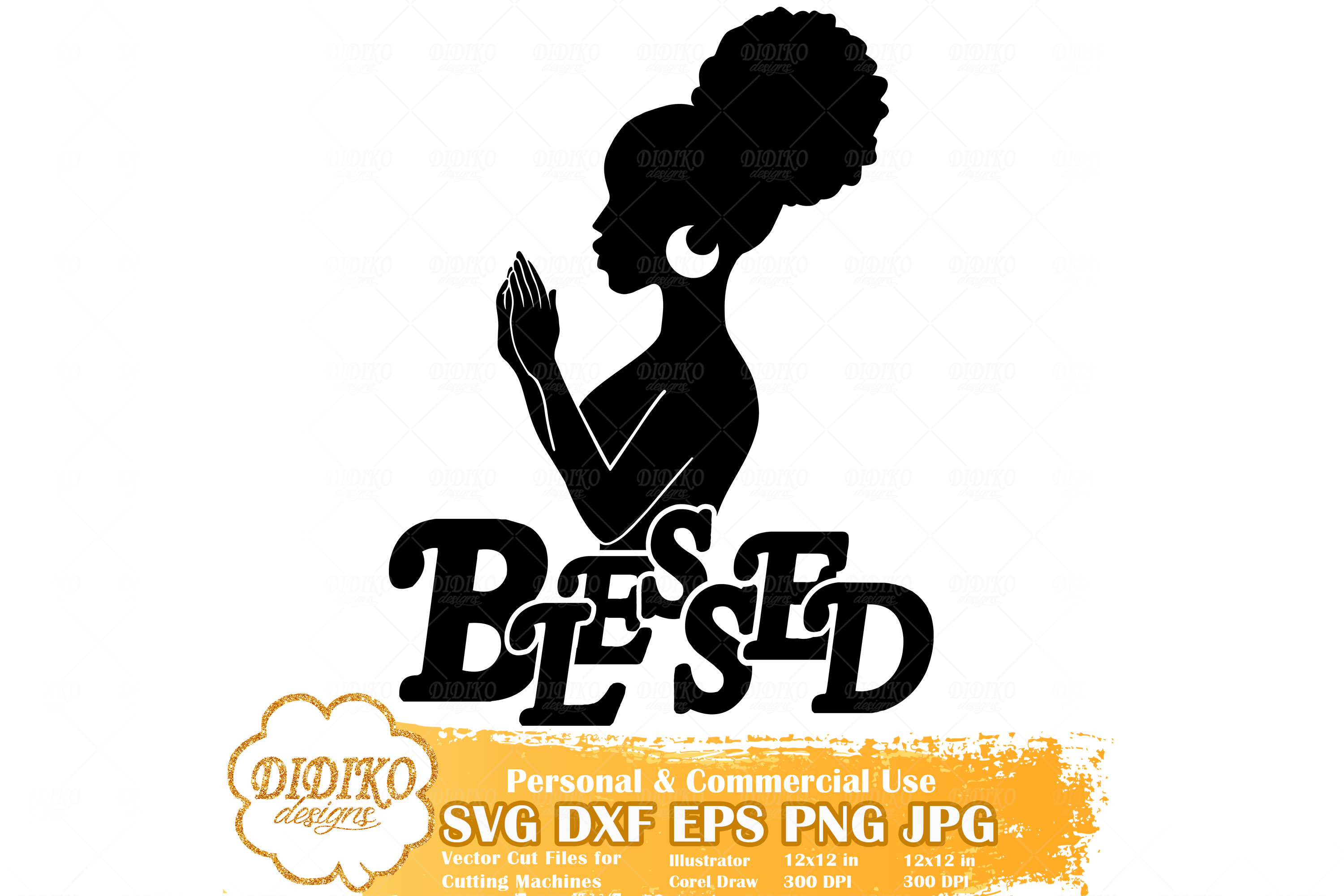 Download Black Woman Praying | Blessed SVG | Afro Woman Svg (535747 ...
