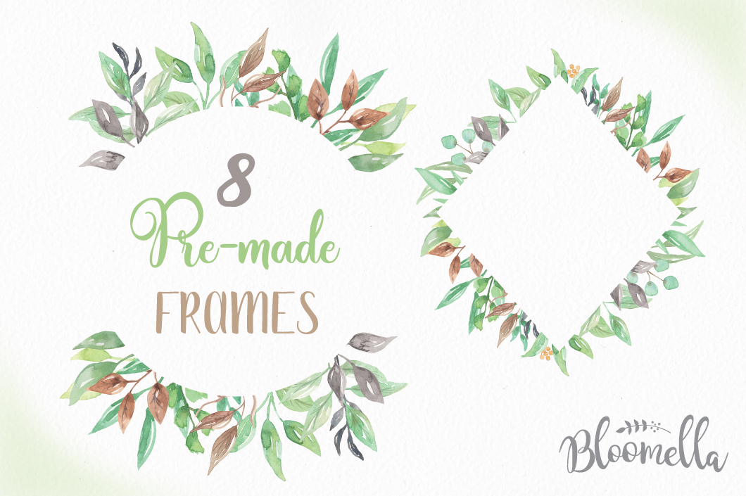 Download Foliage Frames 6 Watercolor Greenery Clipart Border Leaves Leaf (99844) | Illustrations | Design ...