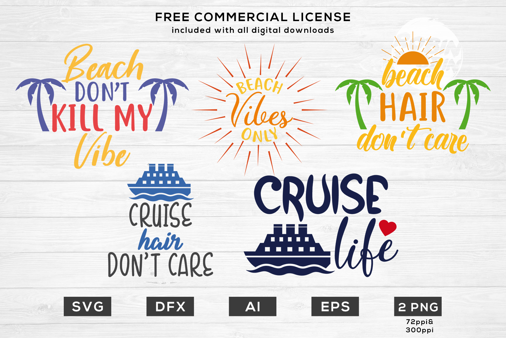 Download Summer Vibes Bundle of 15 Designs - SVG Files for Cutting