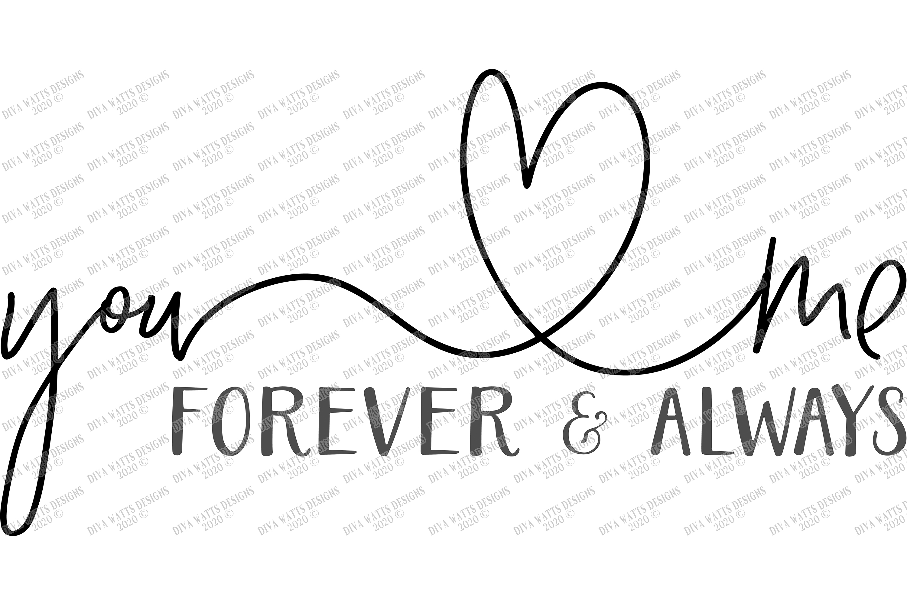 Download You & Me Forever & Always - Love Cutting File SVG EPS PNG