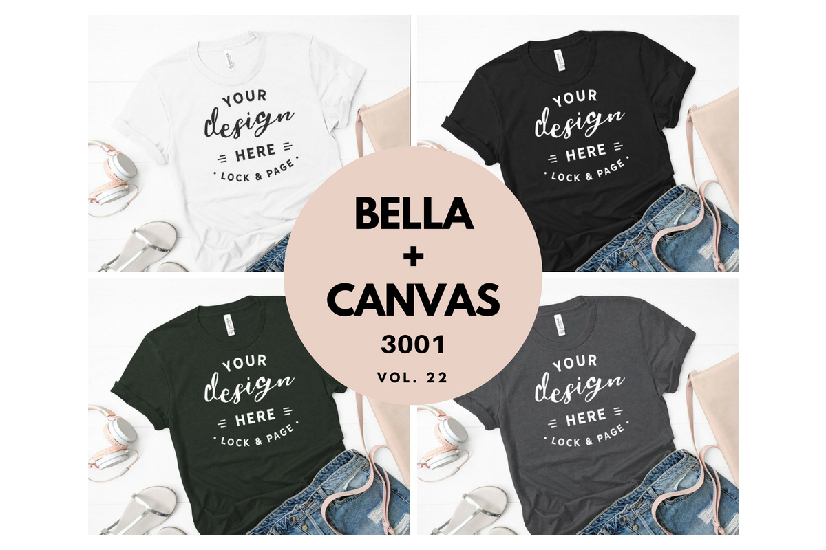 Download Mockup TShirt Bundle Bella Canvas 3001 T-Shirt Flat Lay
