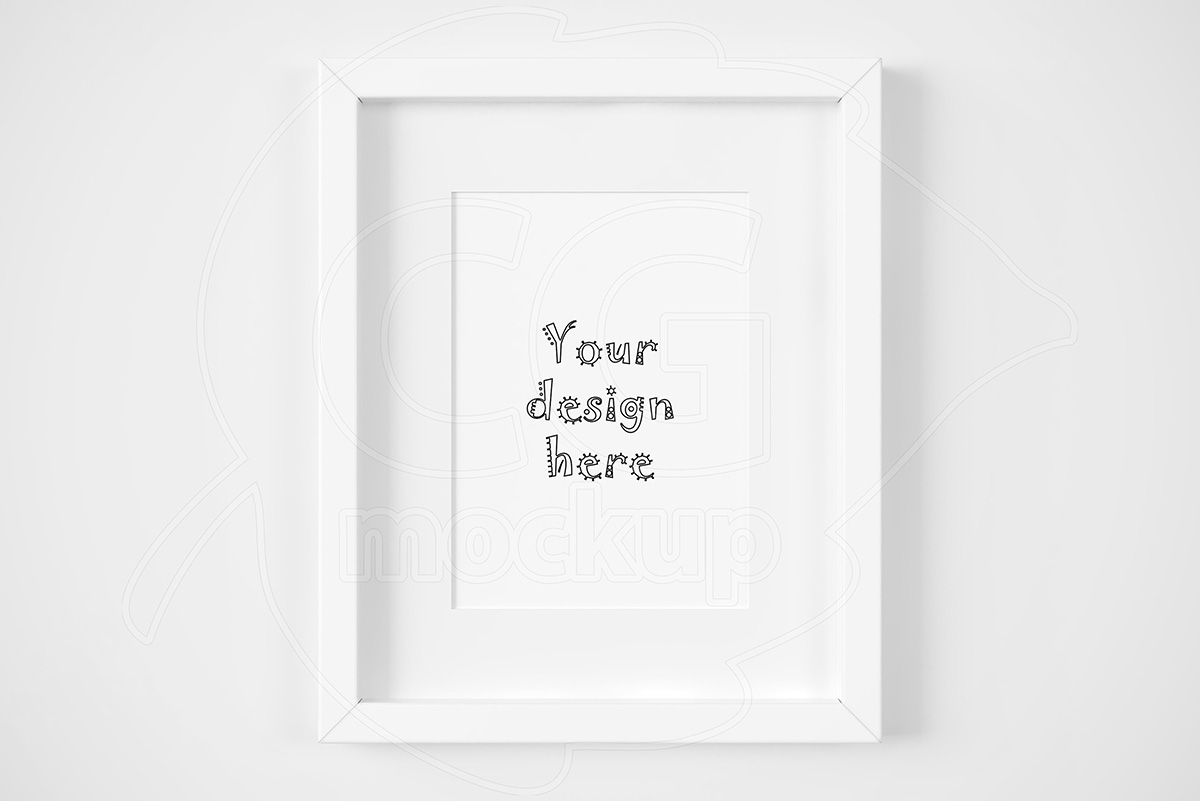 White matted frame 5x7 inch mockup (136582) | Mock Ups | Design Bundles