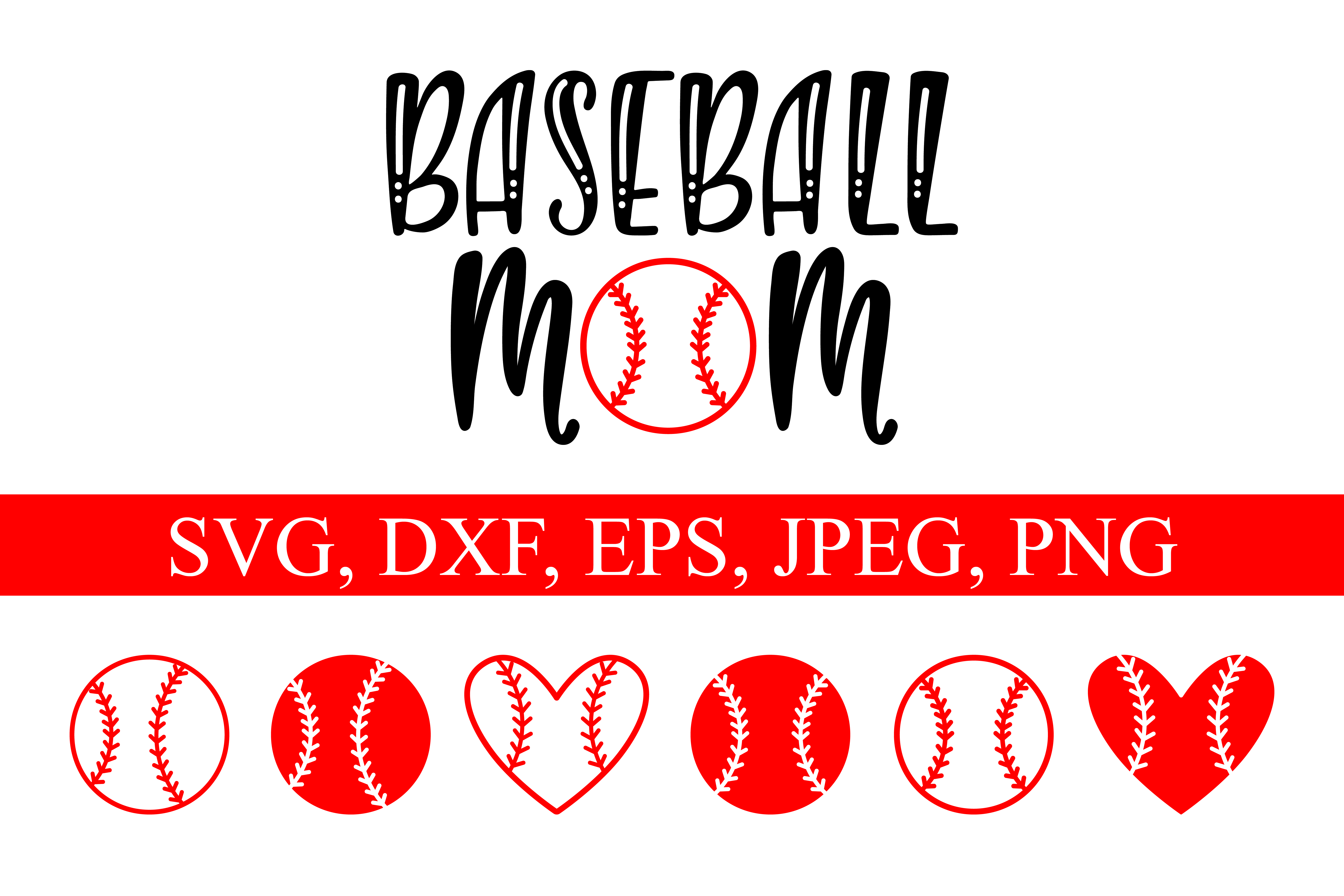 Download Baseball Mom and ball silhouettes. Hand drawn typography ...