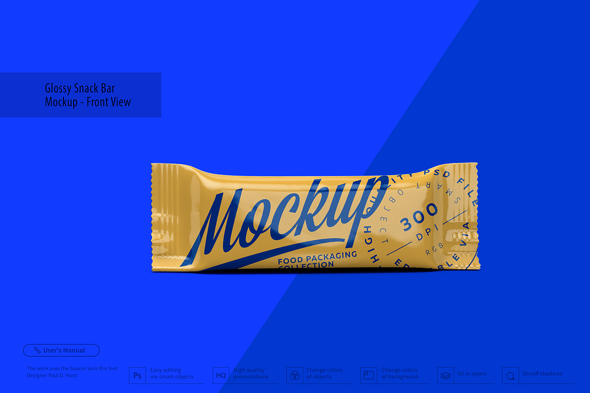 Download Glossy Snack Bar Mockup - Front View