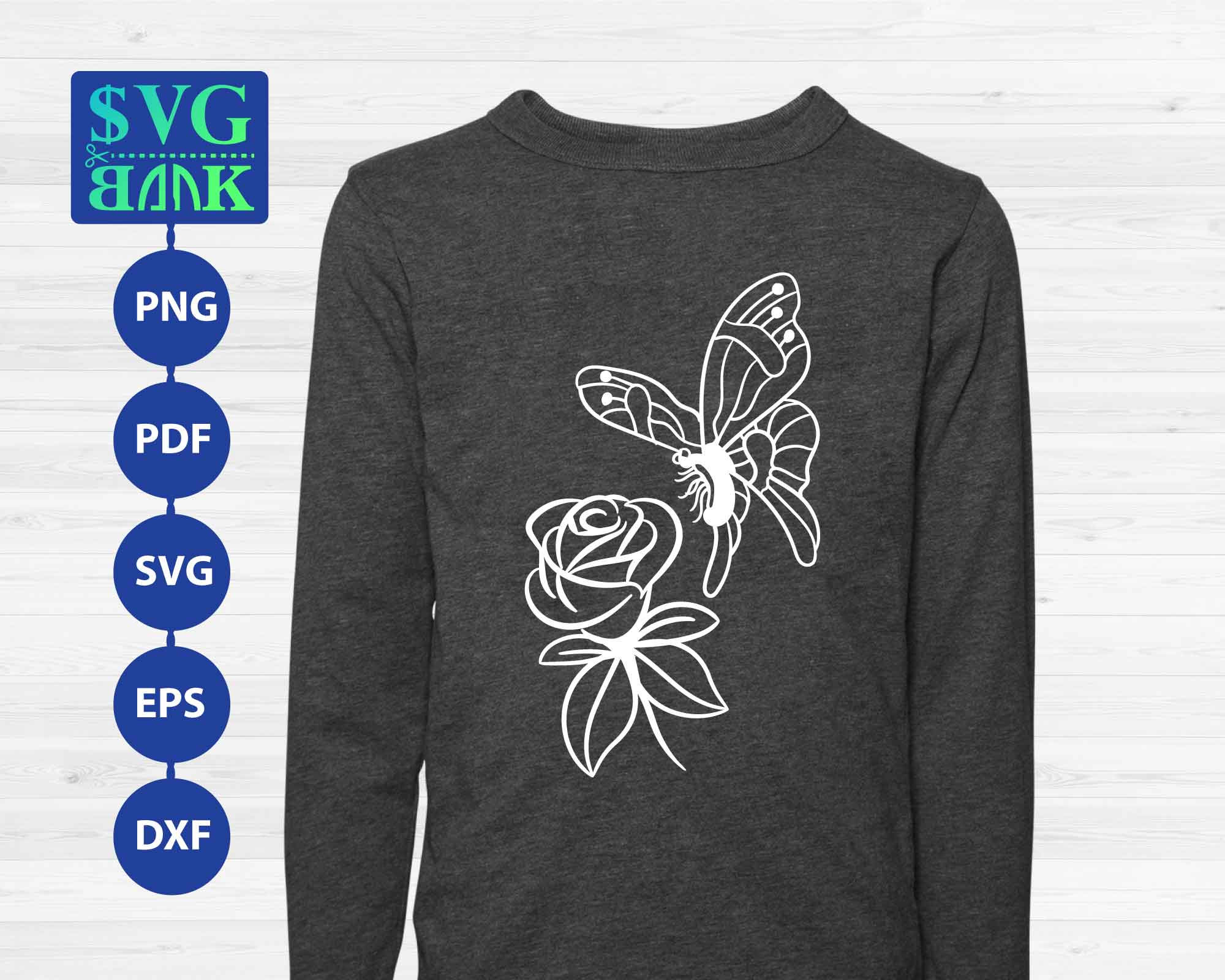 Download Butterfly SVG, butterfly with flower SVG, Rose SVG (290386 ...