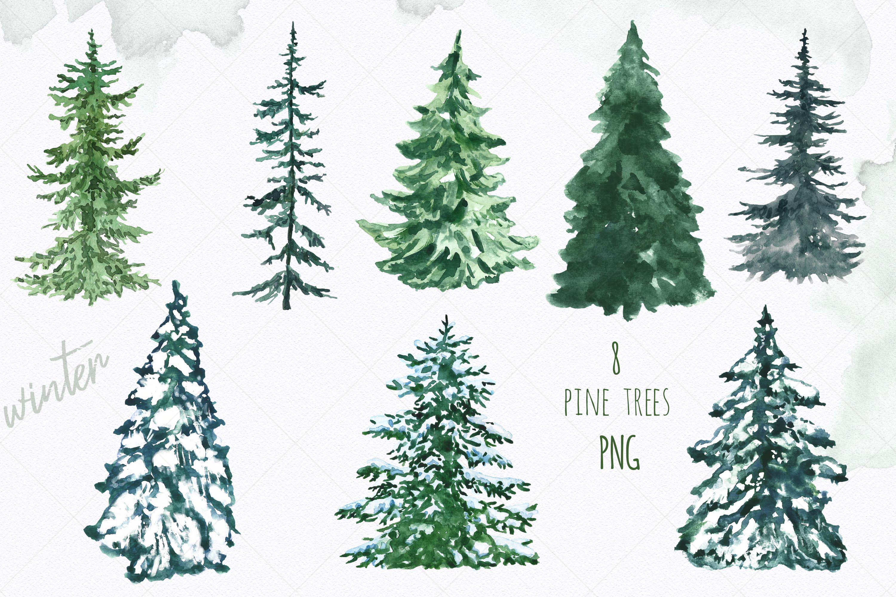 Watercolor Pine Trees Clipart Christmas Tree Clipart | My XXX Hot Girl