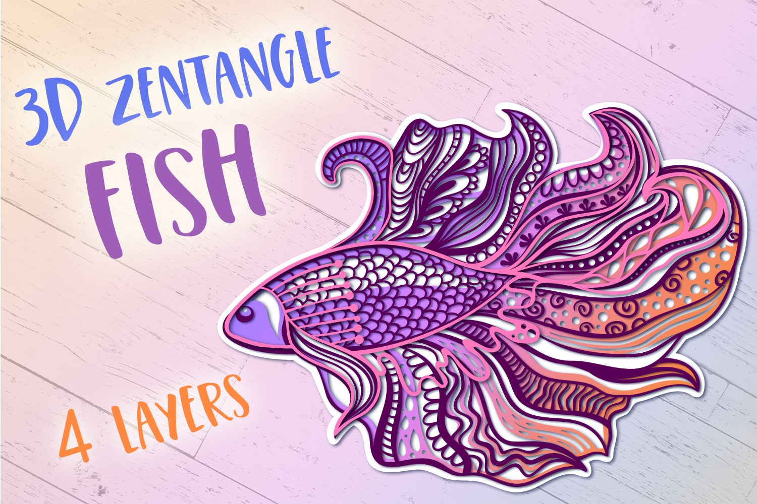 Download 3D Zentangle Fish | 3D Papercut SVG (530850) | Paper ...