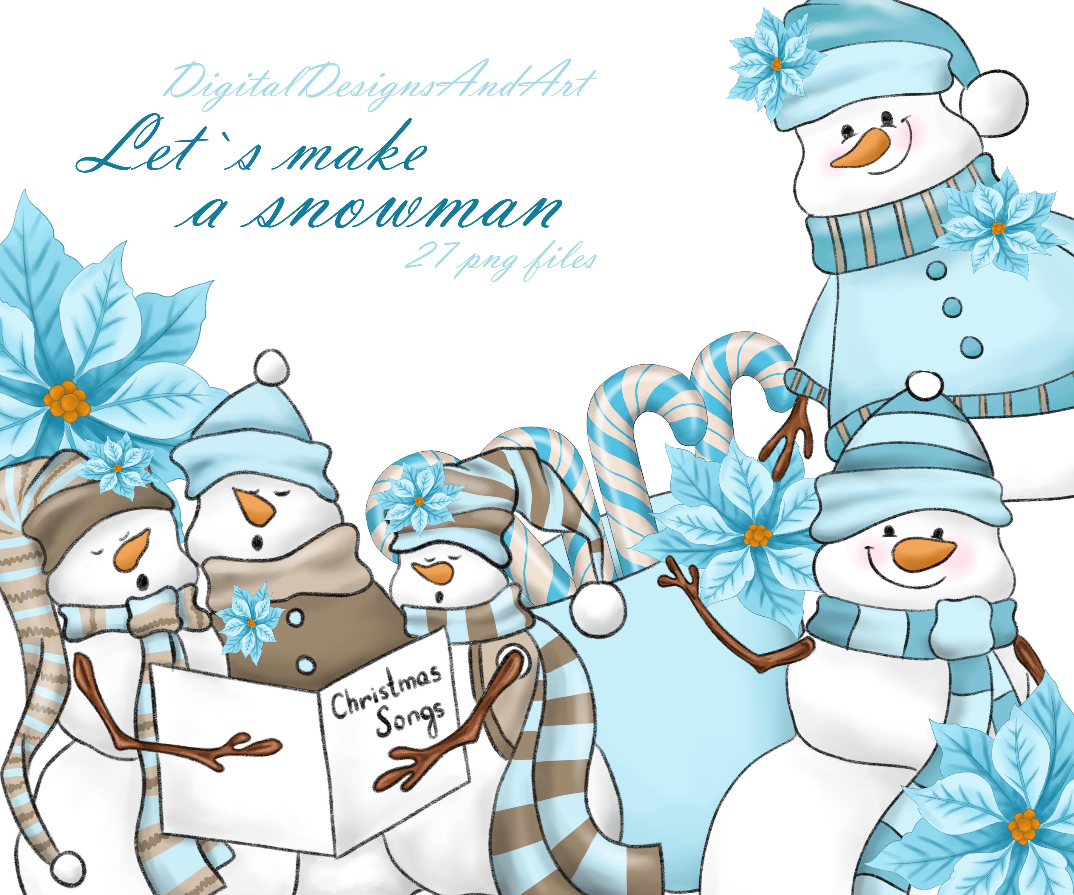 FREE - Christmas Snowmen Doodles Clipart
