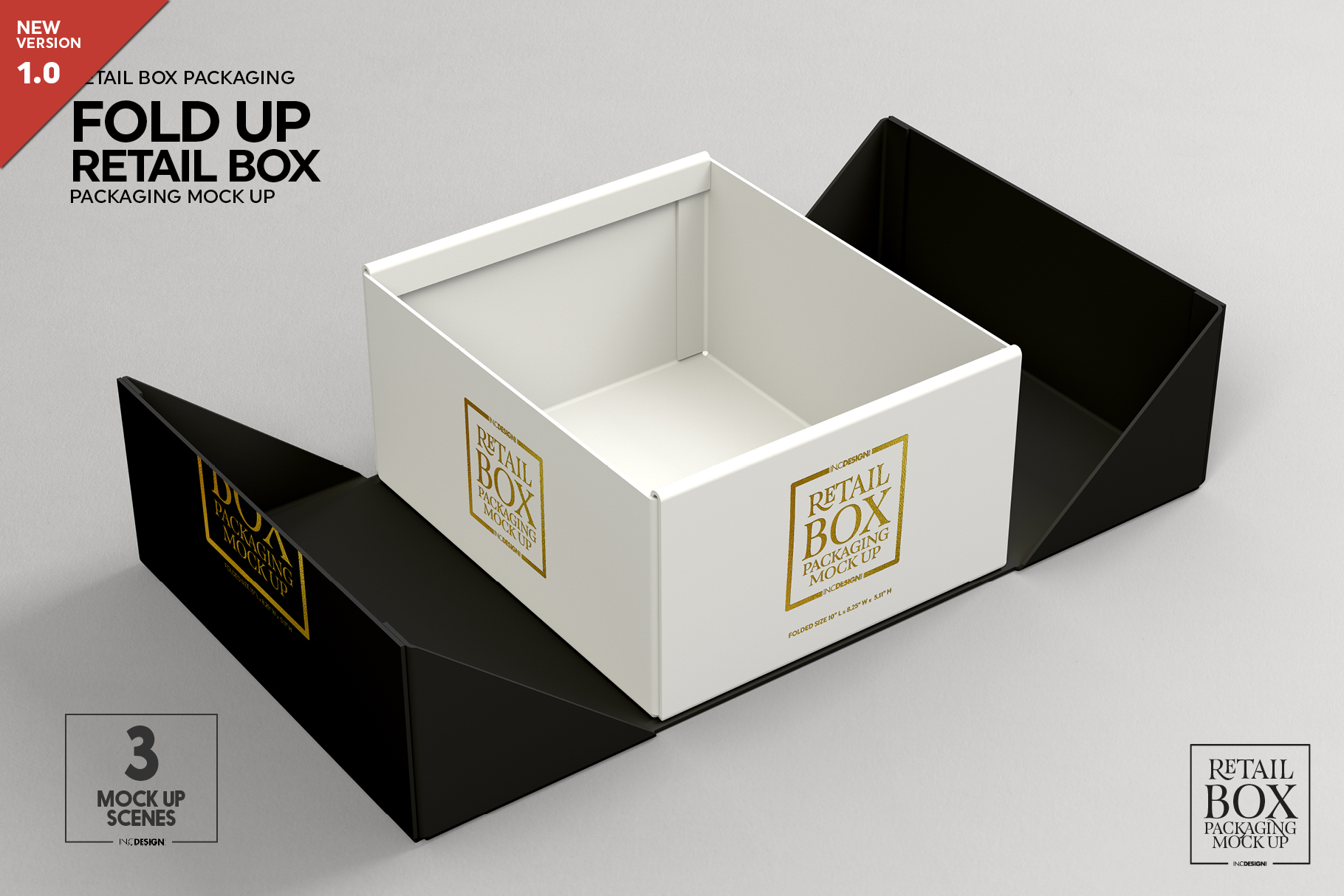 Fold Up Retail Box Packaging Mockup | Photoshop Templates ~ Creative Market