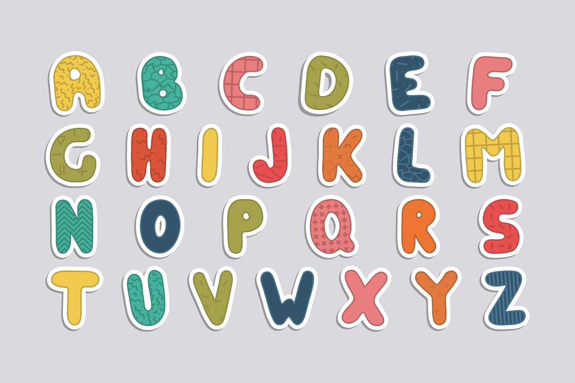 Color alphabet - childish letters