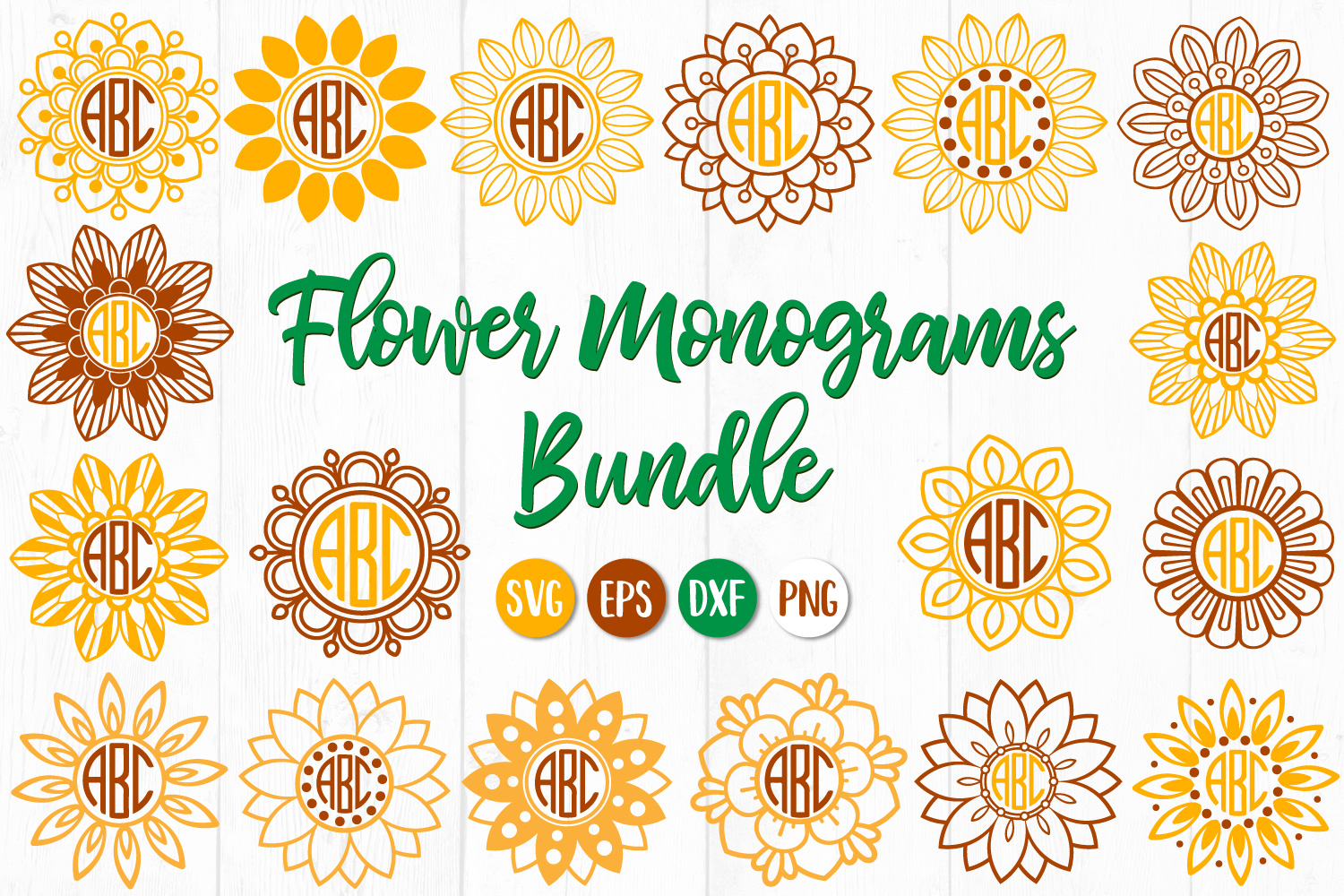 Download Flower Monogram, Sunflower Monogram, Monogram Bundle ...