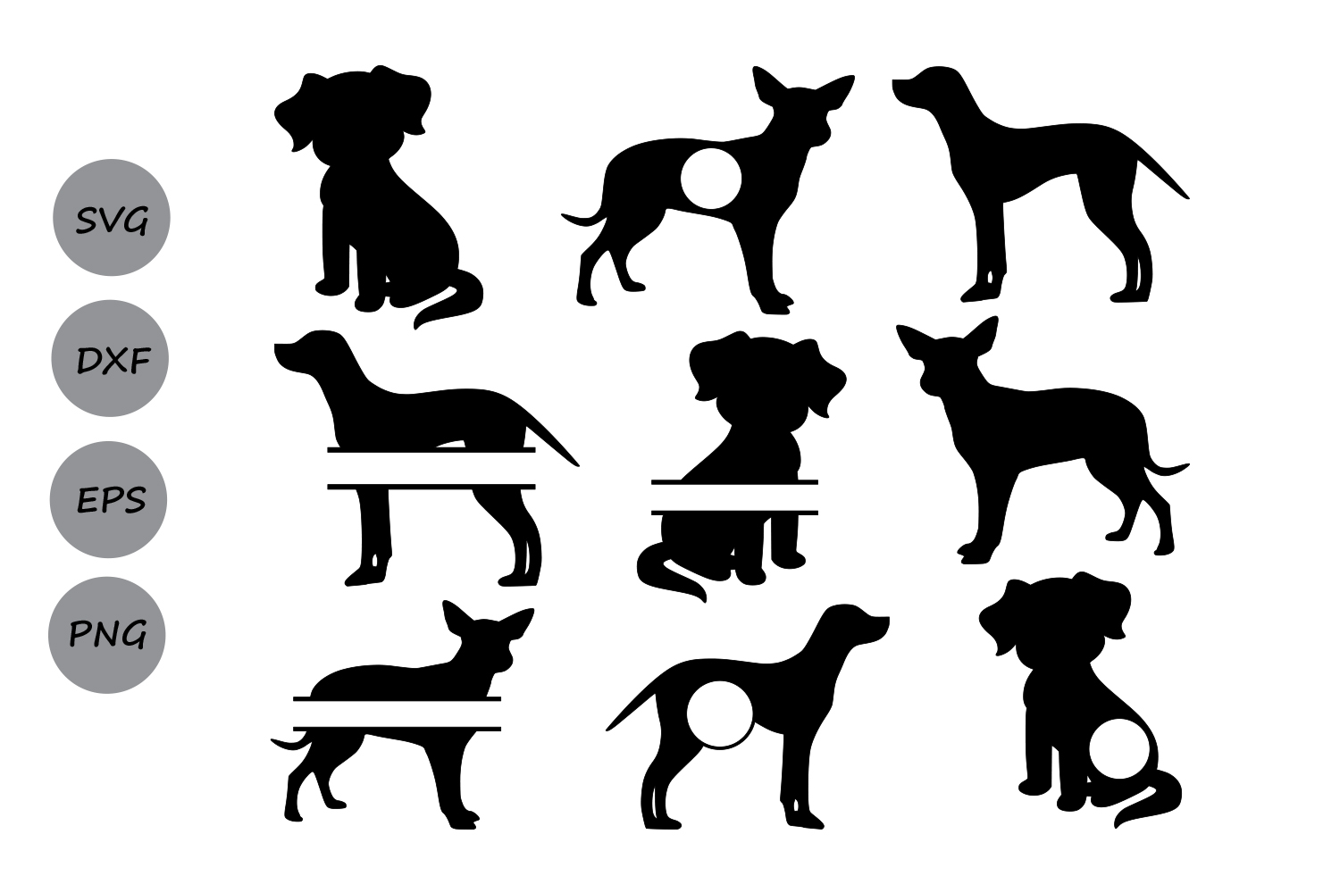 Dog SVG, dog monogram svg, Dog silhouette svg, Dog Clipart.