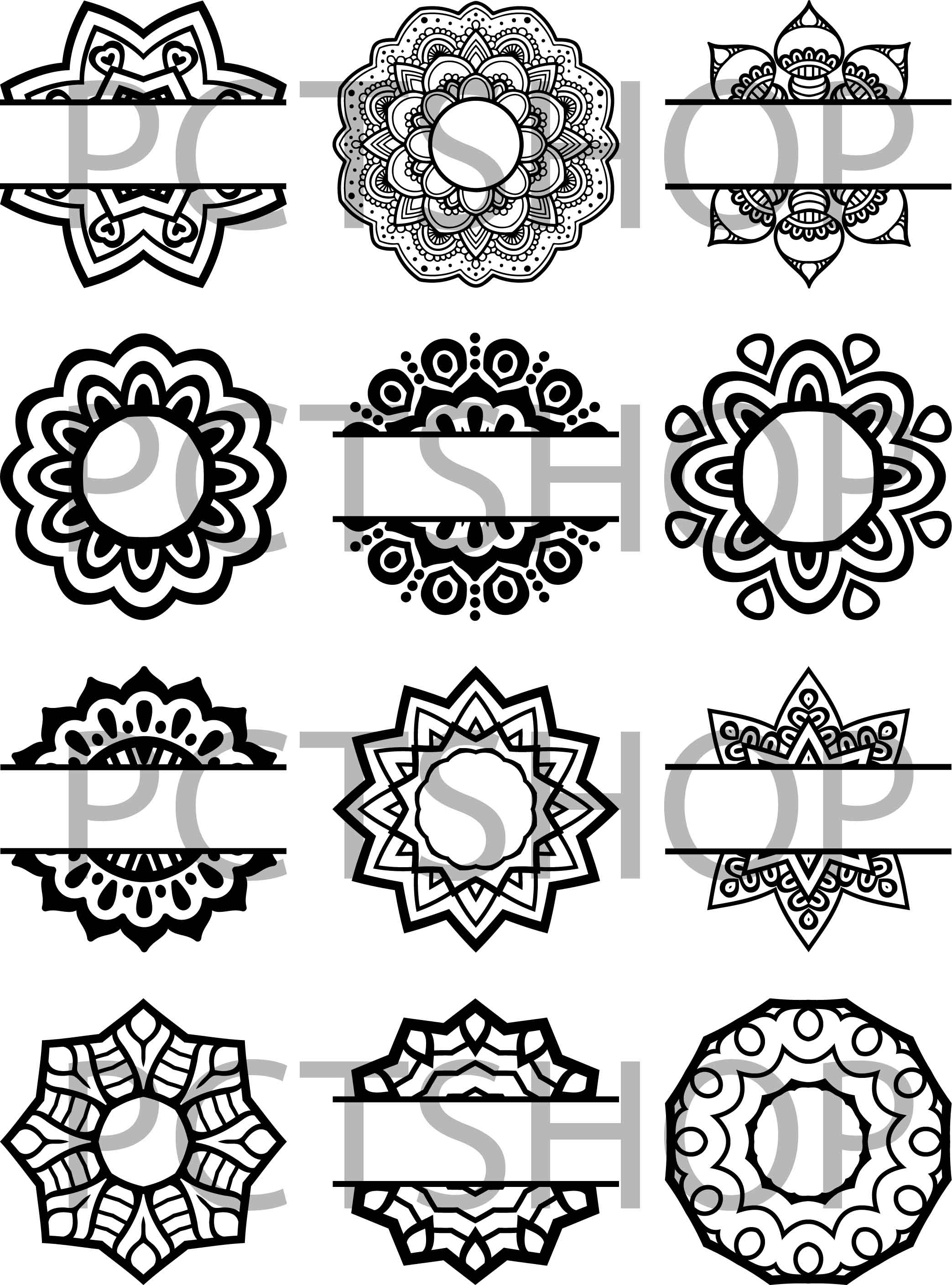 Download Mandala svg - Mandala Monogram SVG - Split Mandala SVG (87371) | Cut Files | Design Bundles