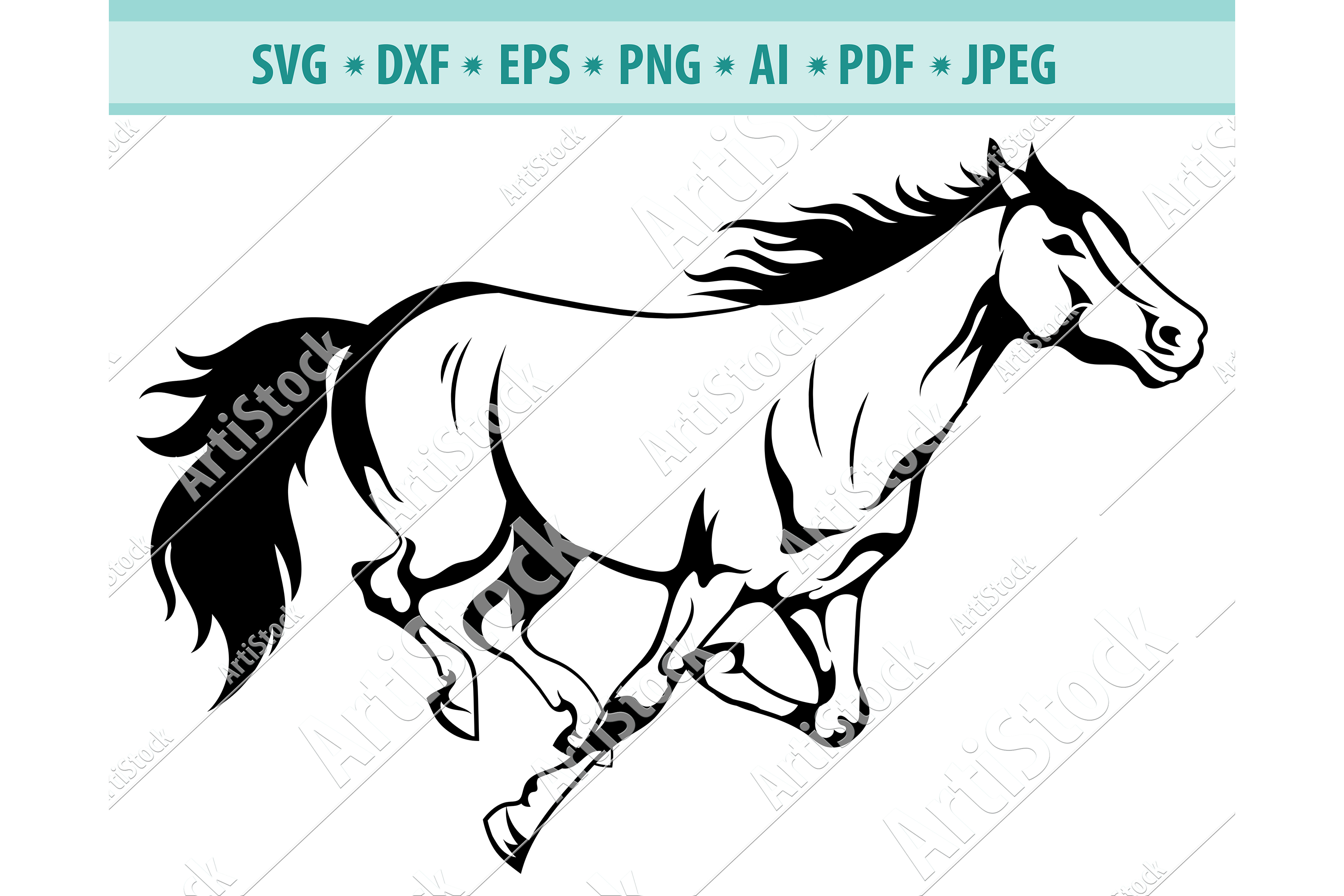 HORSE SVG, MUSTANG svg, Horse head clipart Dxf, Png, Eps (457780