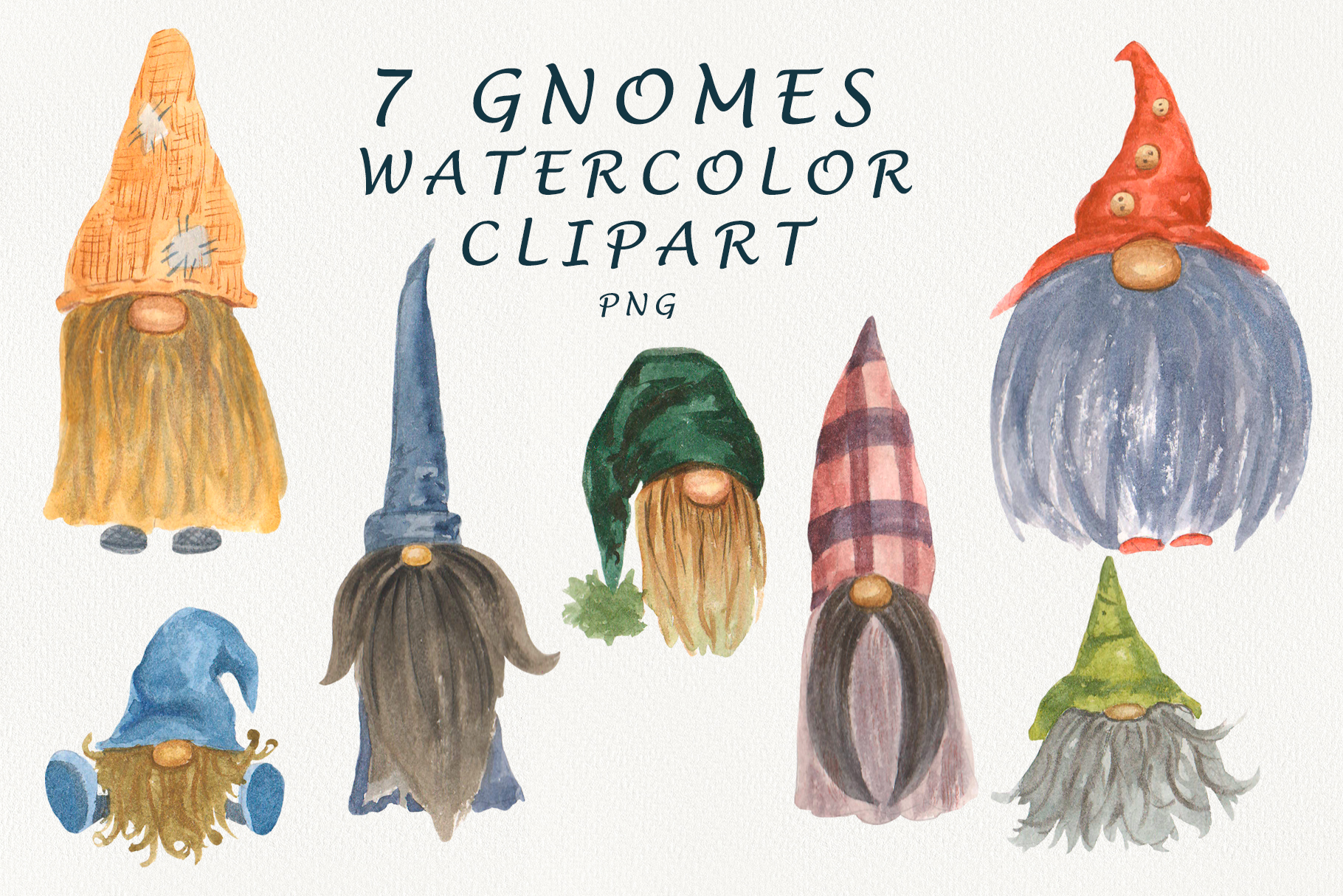 Download Scandinavian Gnomes watercolor Clipart.