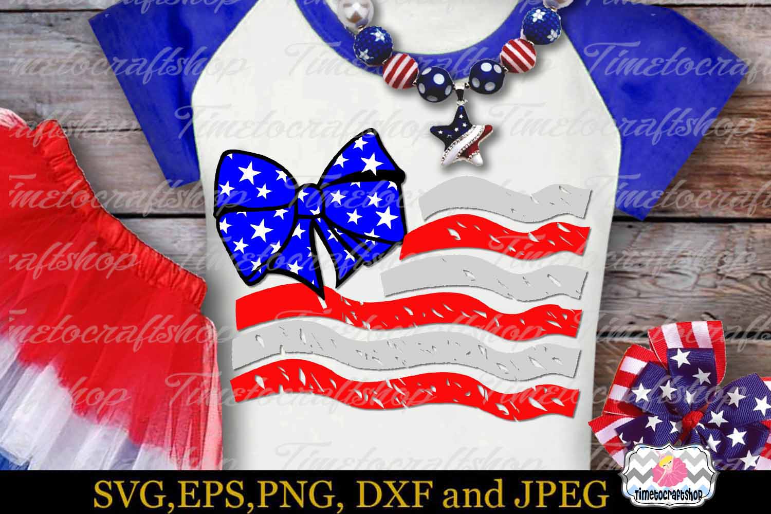 Download SVG, Dxf, Eps & Png July Fourth Flag Bow (101257) | SVGs ...