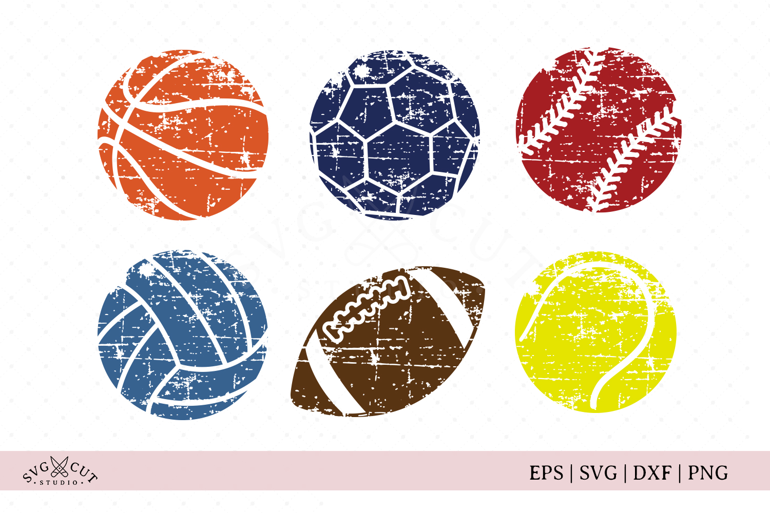 Distressed Sport Balls SVG Files (433839) | Cut Files | Design Bundles