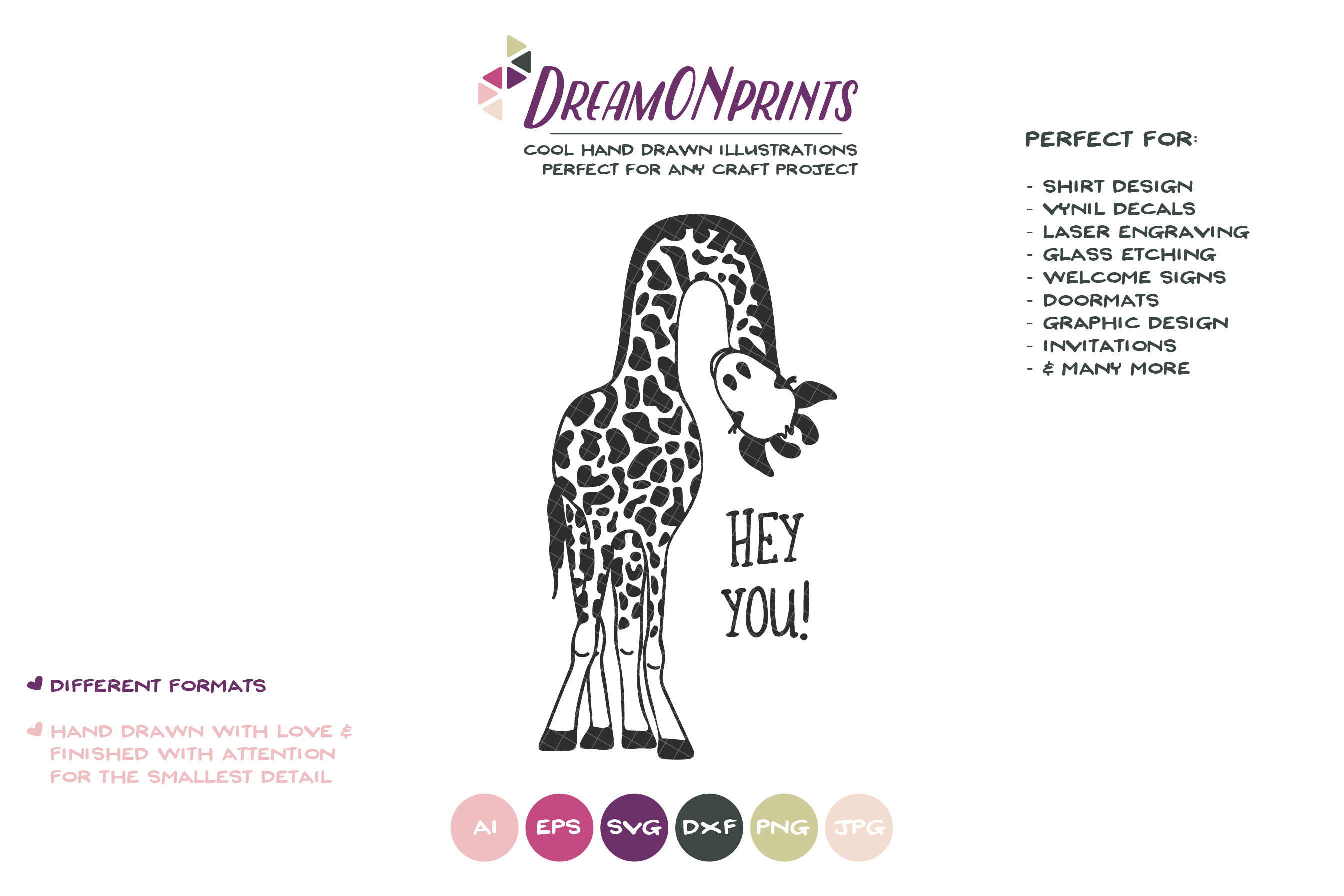 Hey YOU | Fun Giraffe SVG | Funny Giraffe Illustration