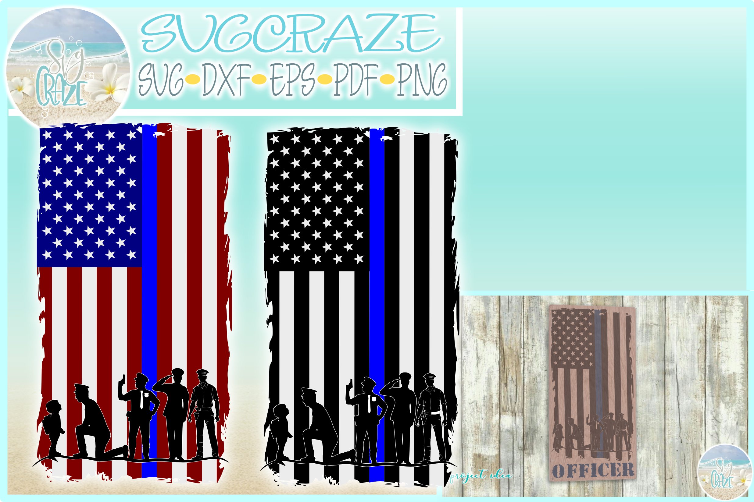 Download Police Officers Blue Line USA Flag SVG Dxf Eps Png PDF