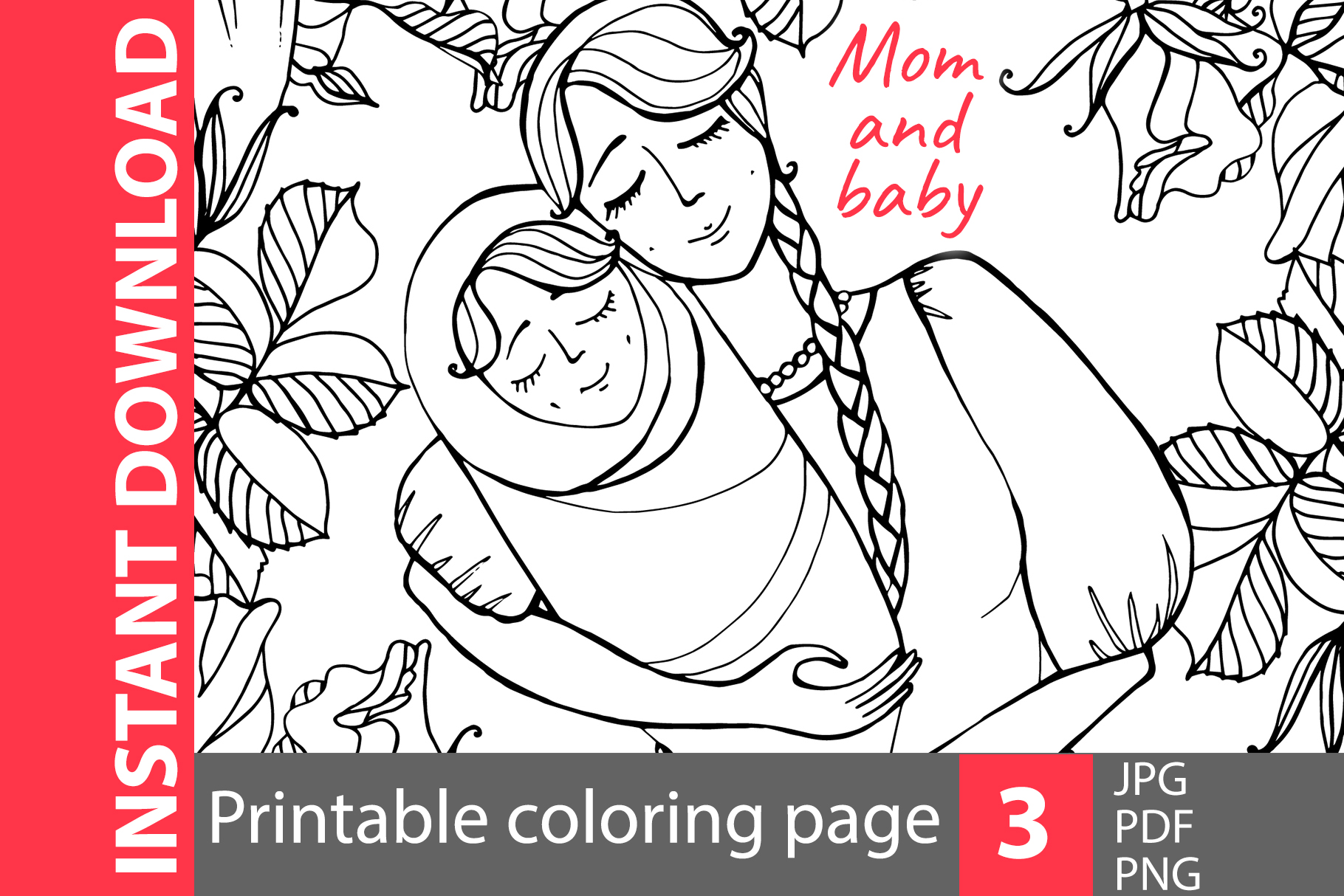Mom and baby coloring pages