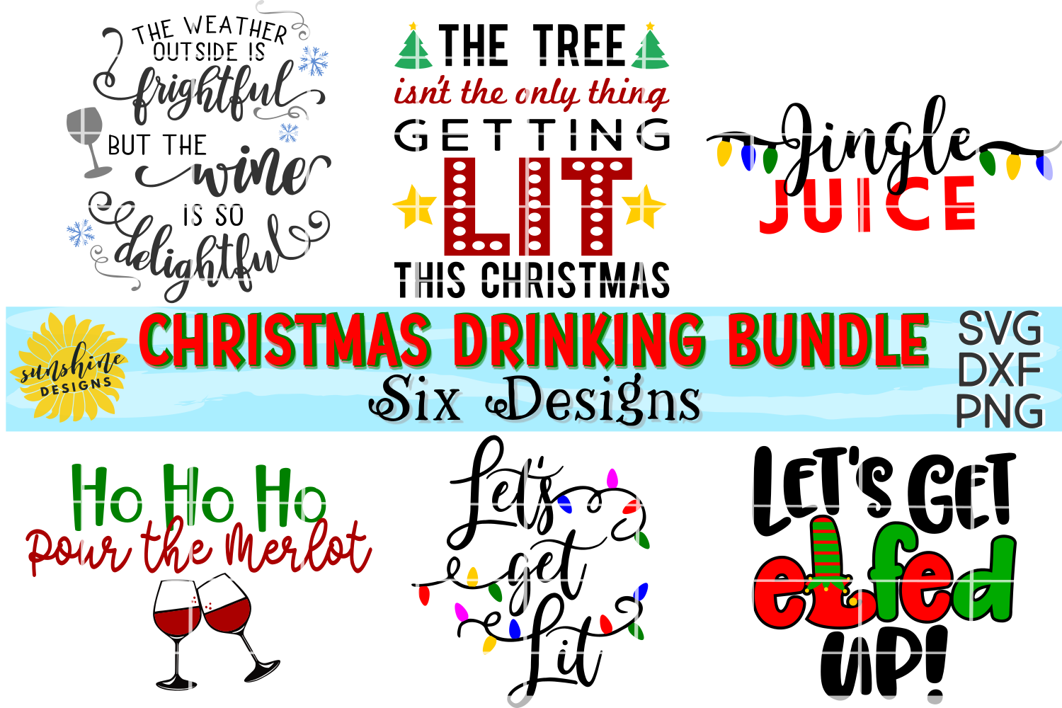 Download CHRISTMAS DRINKING / WINE BUNDLE SVG DXF PNG