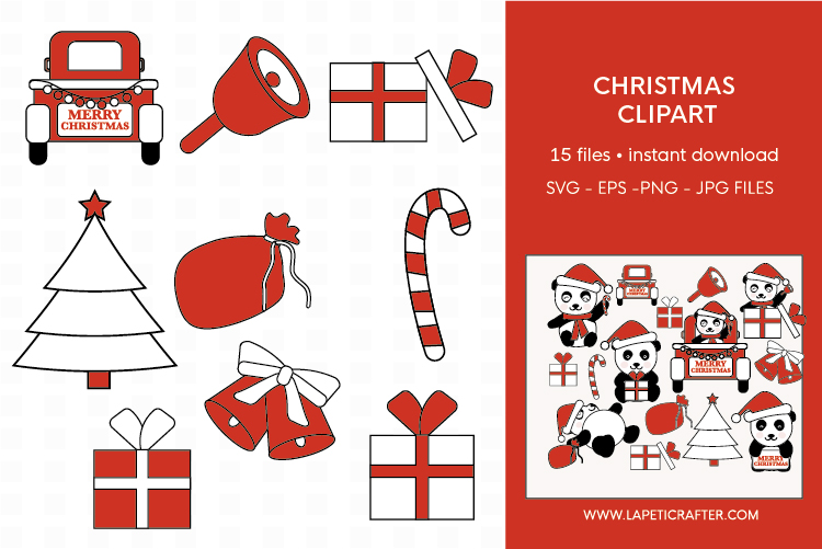 Download Christmas panda bear clipart. Svg, eps, jpg, png files ...