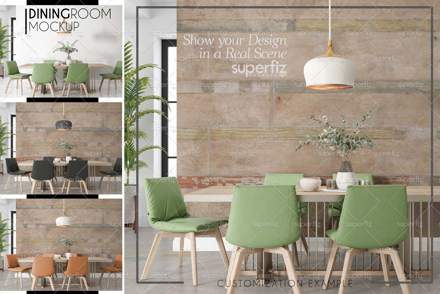 Wall and Floor PSD Mockup Dining room SM88