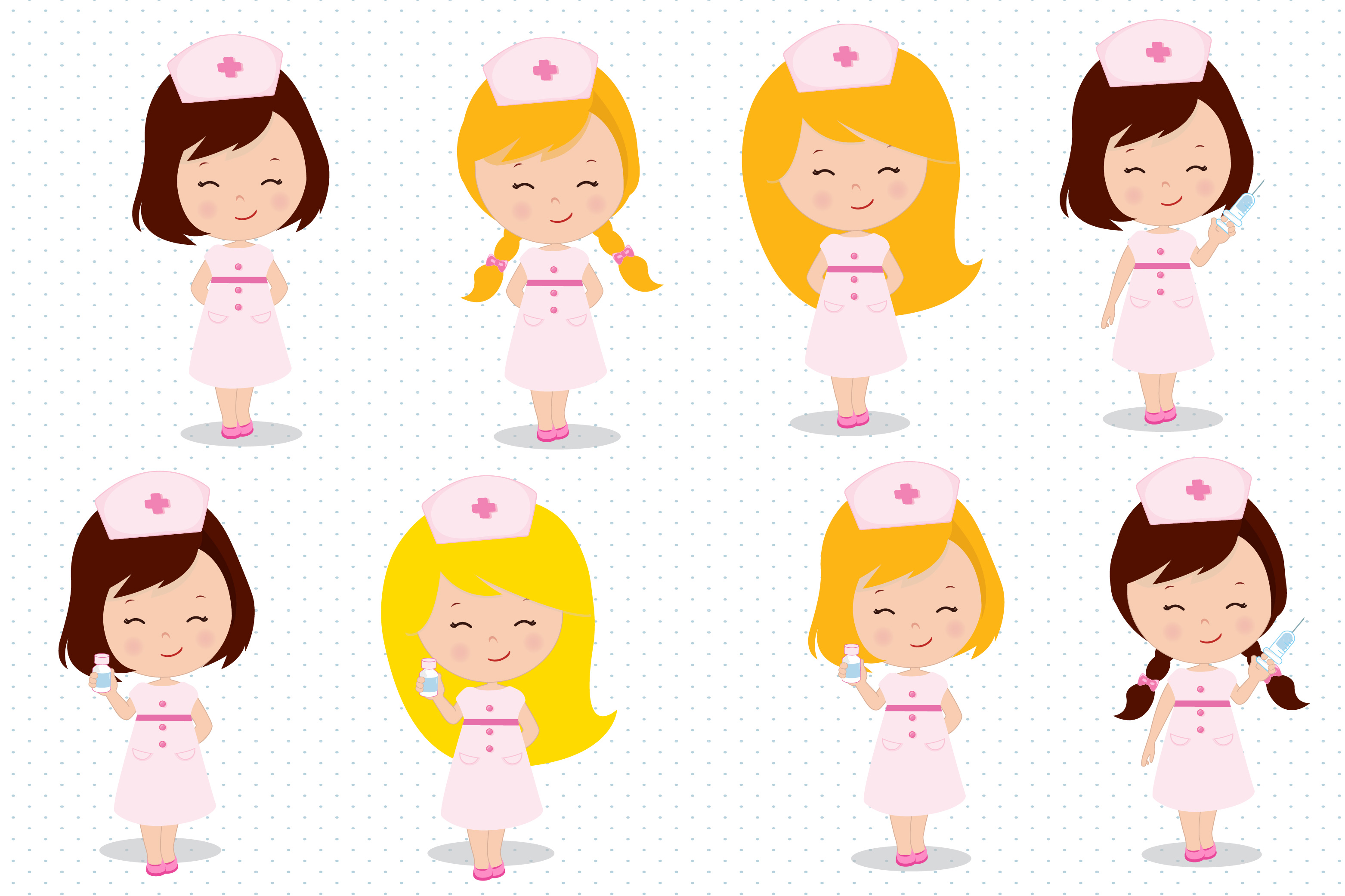 Nurse Girl Clipart Set Nurse Girl Graphics