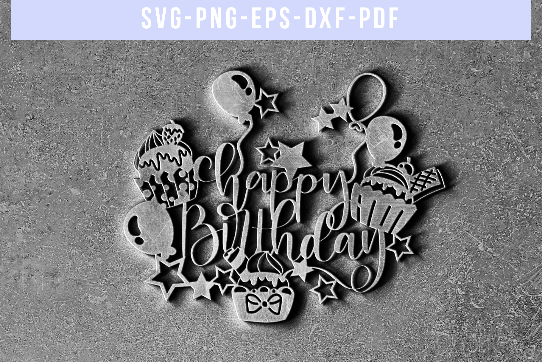 Download Happy Birthday Papercut Template, Diy Birthday Card SVG, PDF (212502) | Paper Cutting | Design ...