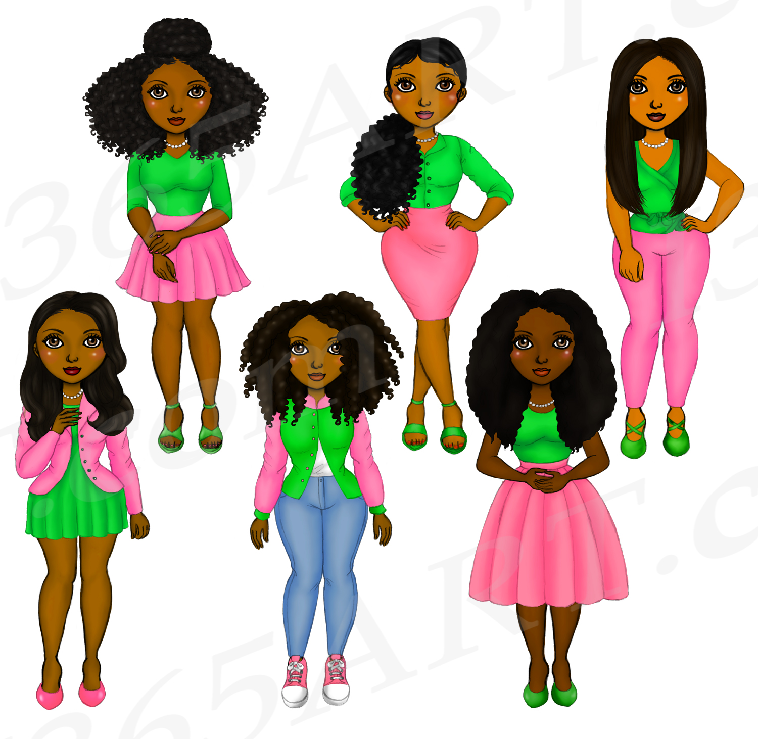 Download AKA Clipart, Alpha Kappa Alpha Sorority Clipart Natural Hair (484376) | Illustrations | Design ...