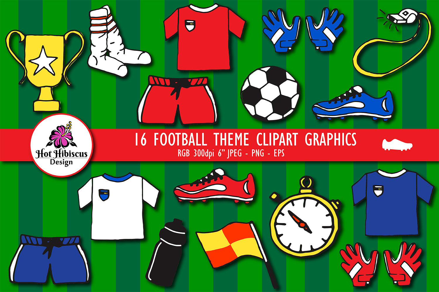 Soccer Football Kit Hand Drawn Graphic Illustrations Clipart