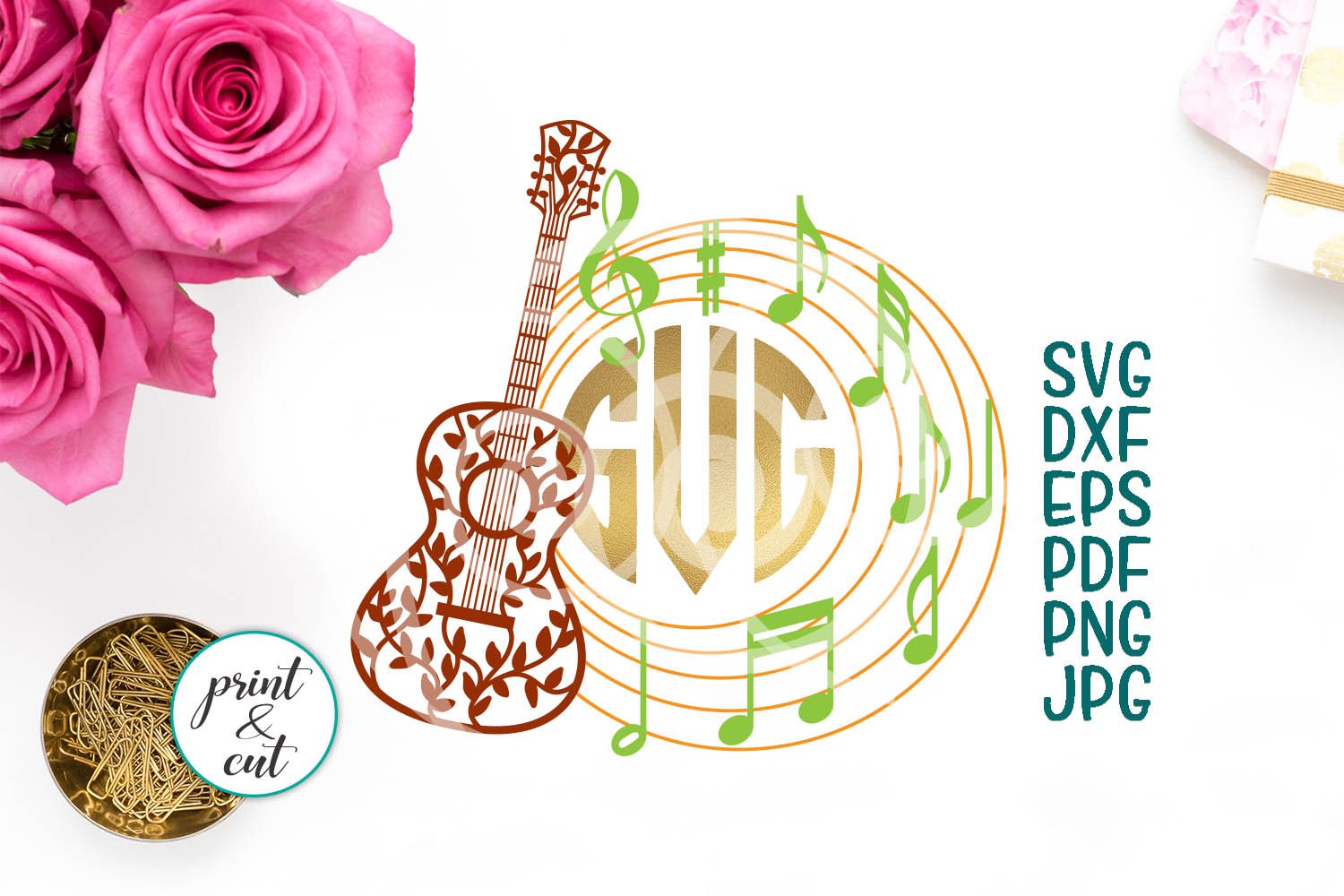 Download Guitar Monogram SVG File