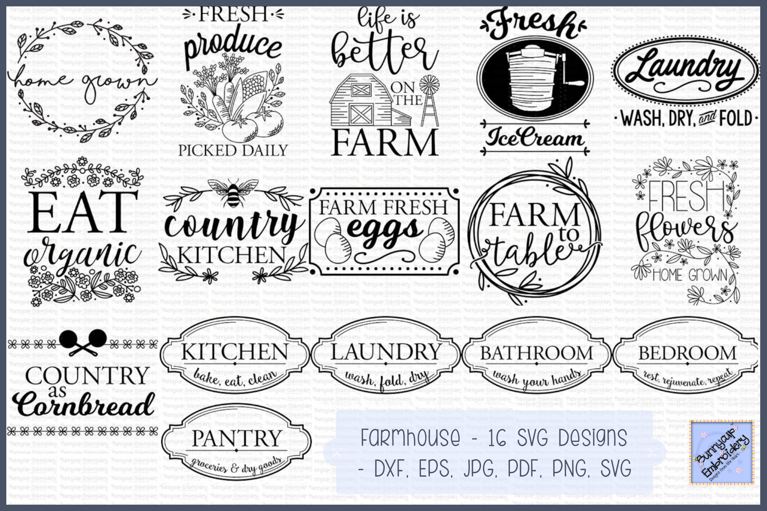 Farmhouse SVG SVG Clipart Printables 16 Designs